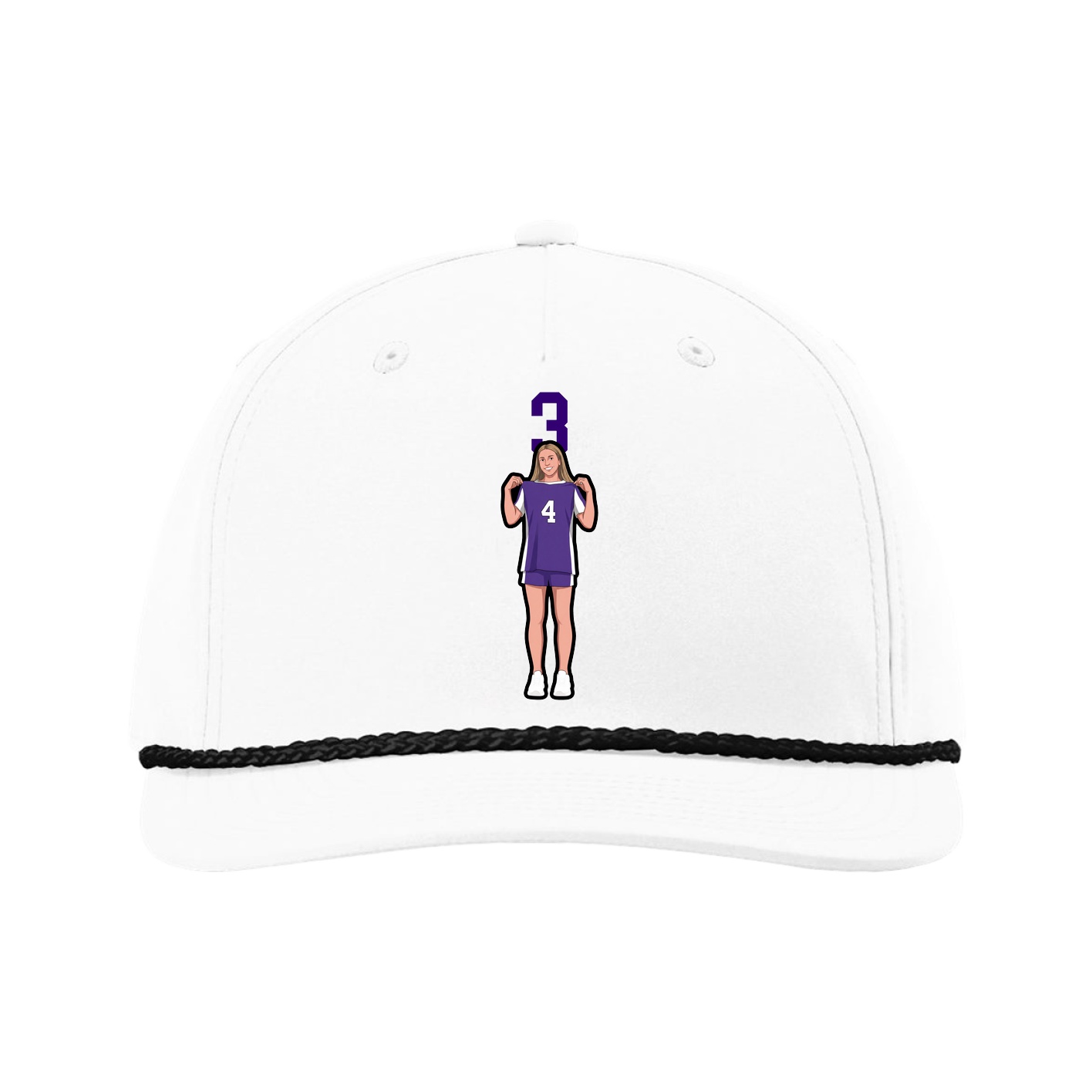 Five-Panel Classic Rope Cap — Number Top in White