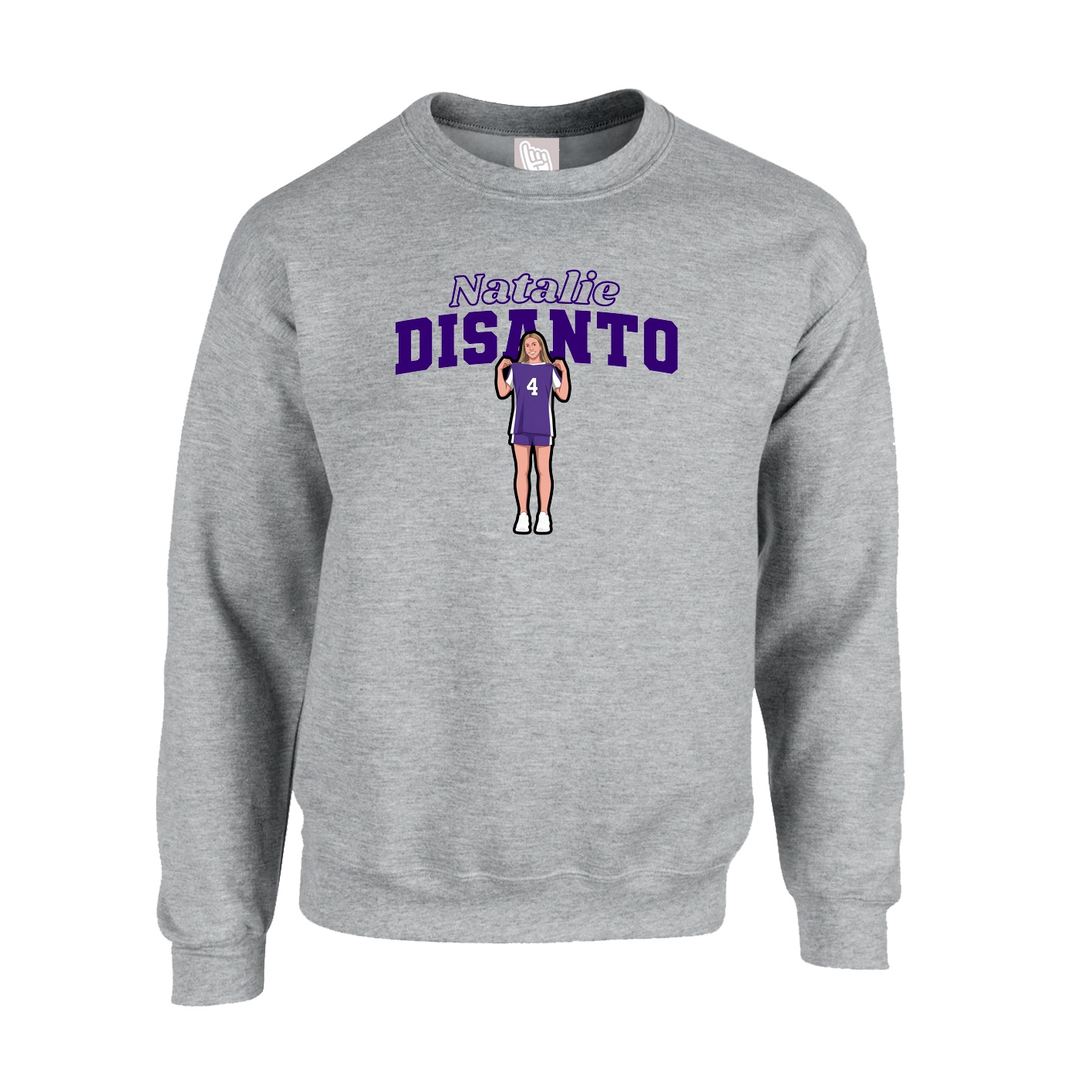 Fleece Crew — Name Arch in Grey