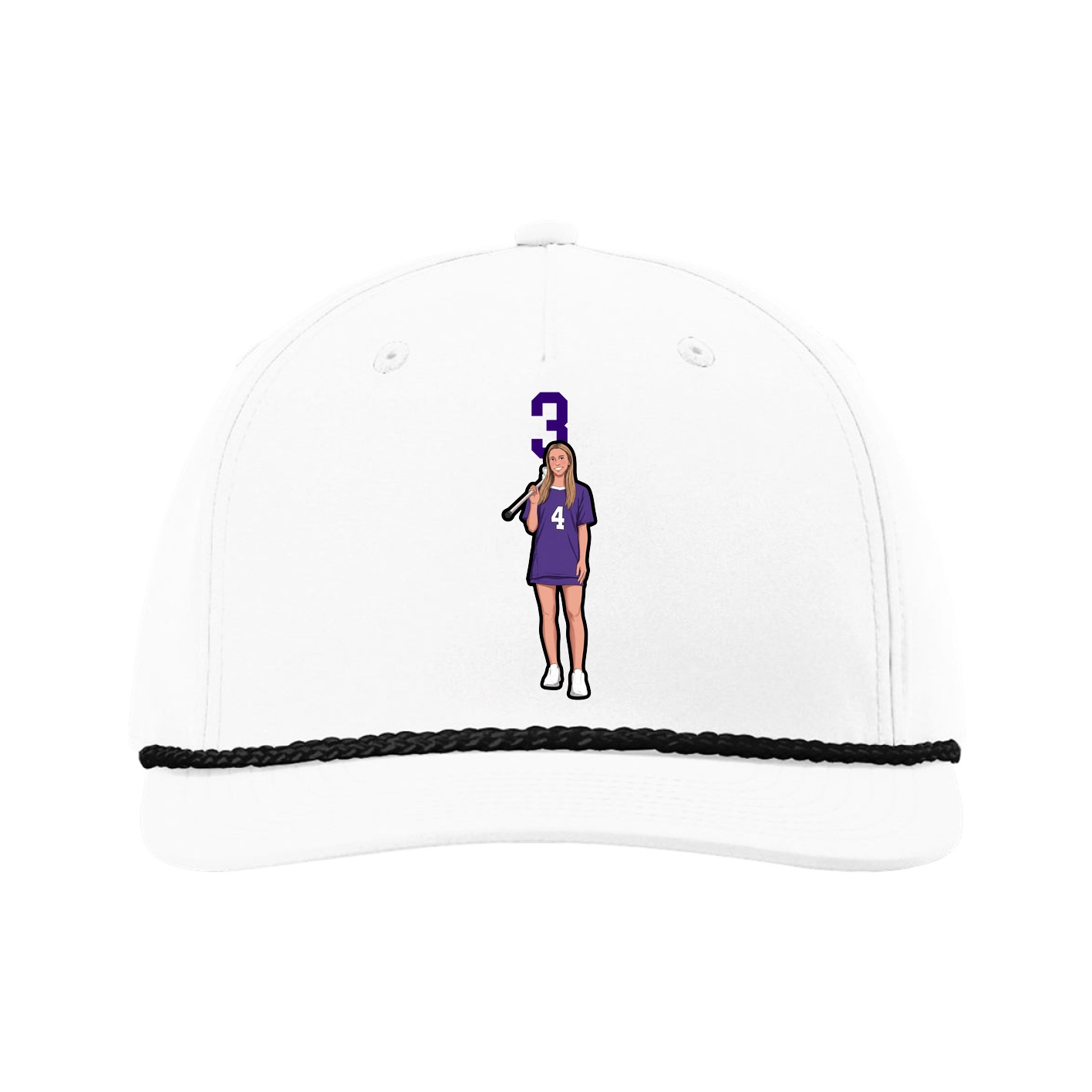 Five-Panel Classic Rope Cap — Number Top in White