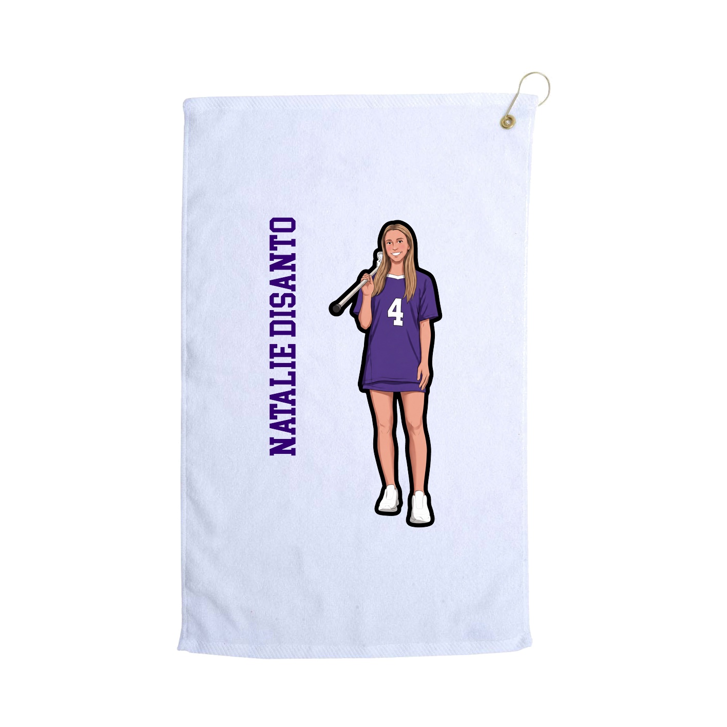 Golf Towel — Name Vertical in White