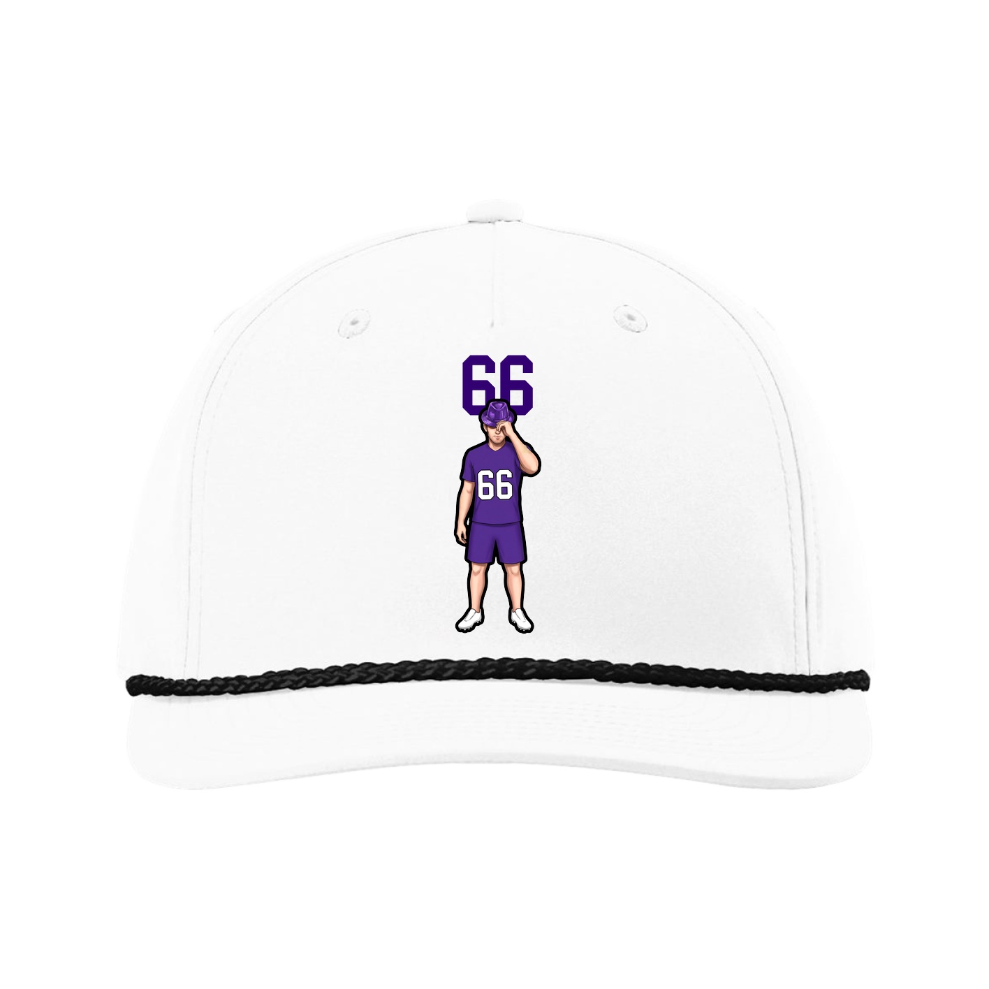 Five-Panel Classic Rope Cap — Number Top in White