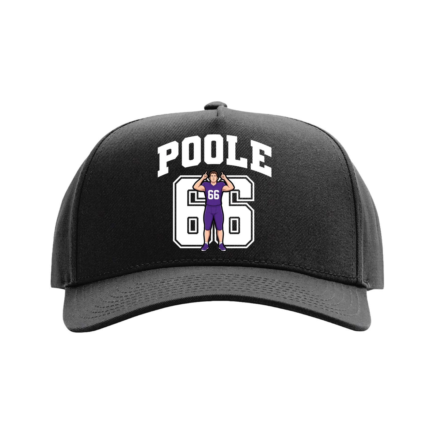 Full Fabric Five-Panel Champ Cap — Number in Black