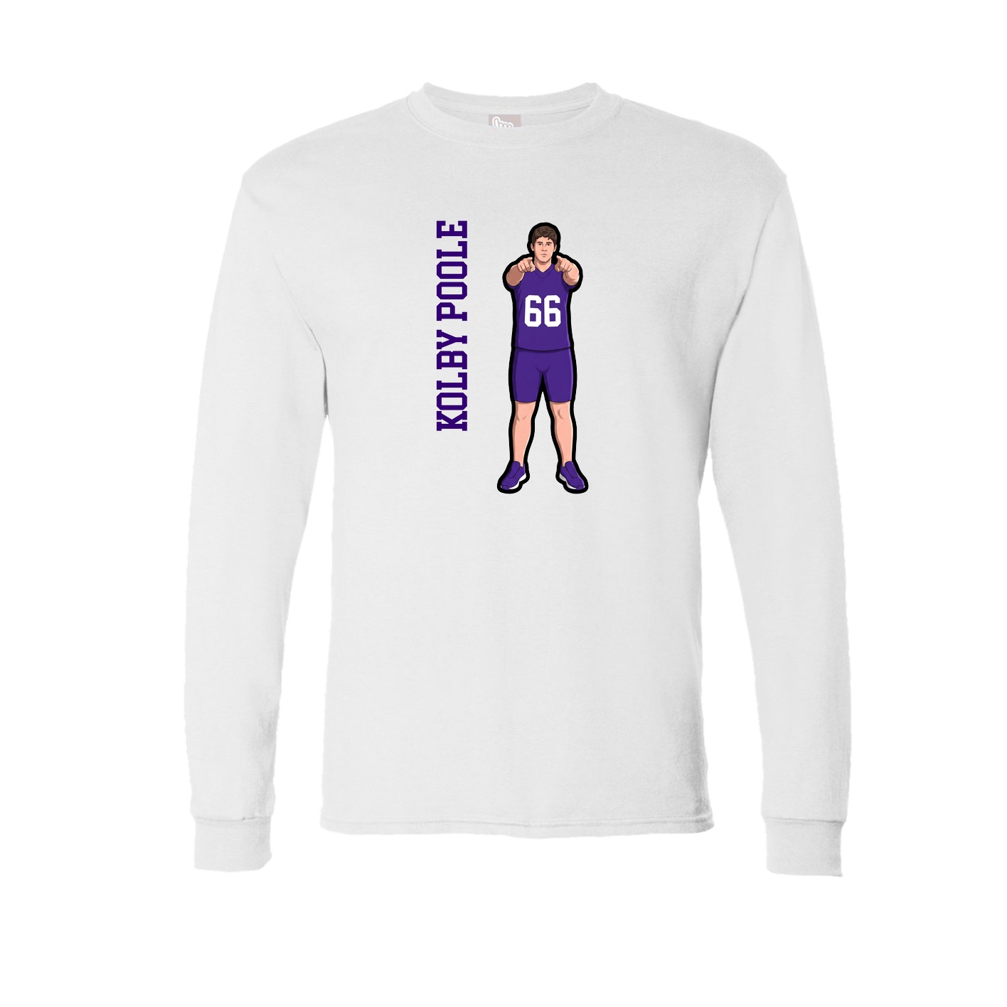 Long Sleeve Tee — Name Vertical in White