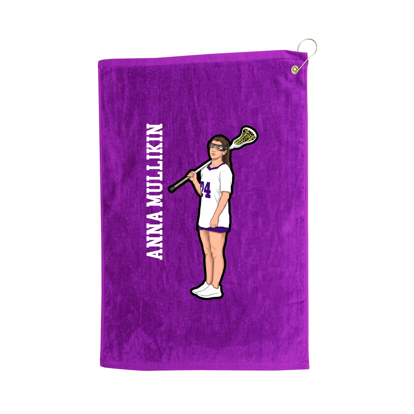 Golf Towel — Name Vertical in Purple