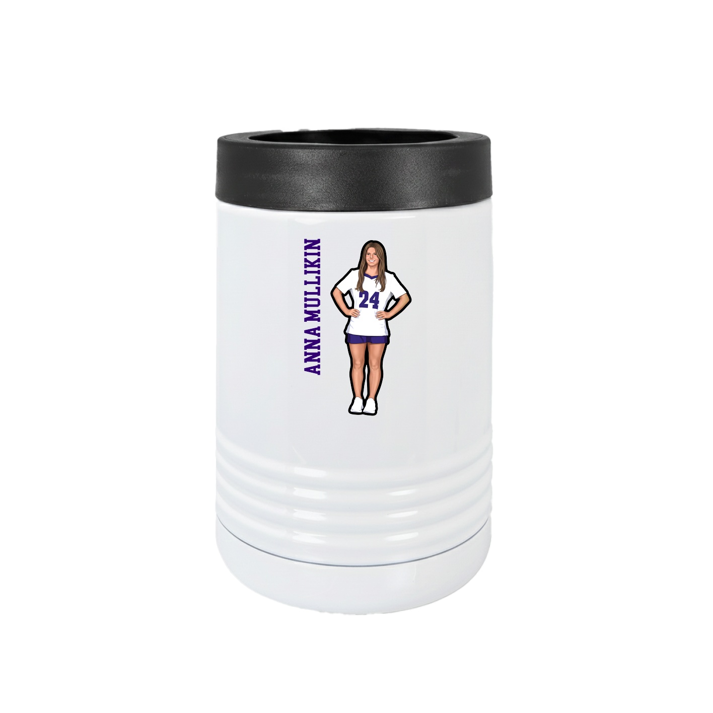 Beverage Holder — Name Vertical in White