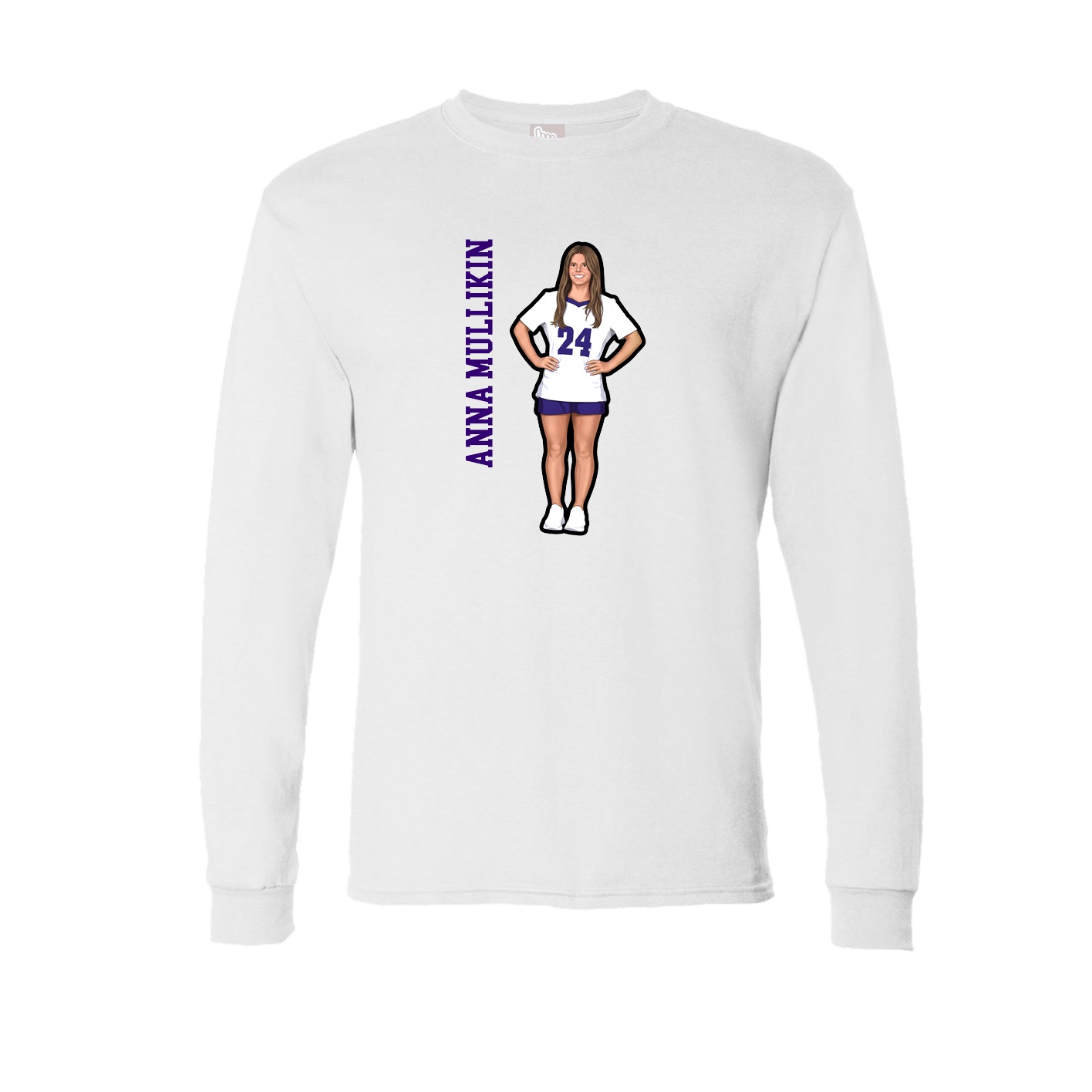 Long Sleeve Tee — Name Vertical in White