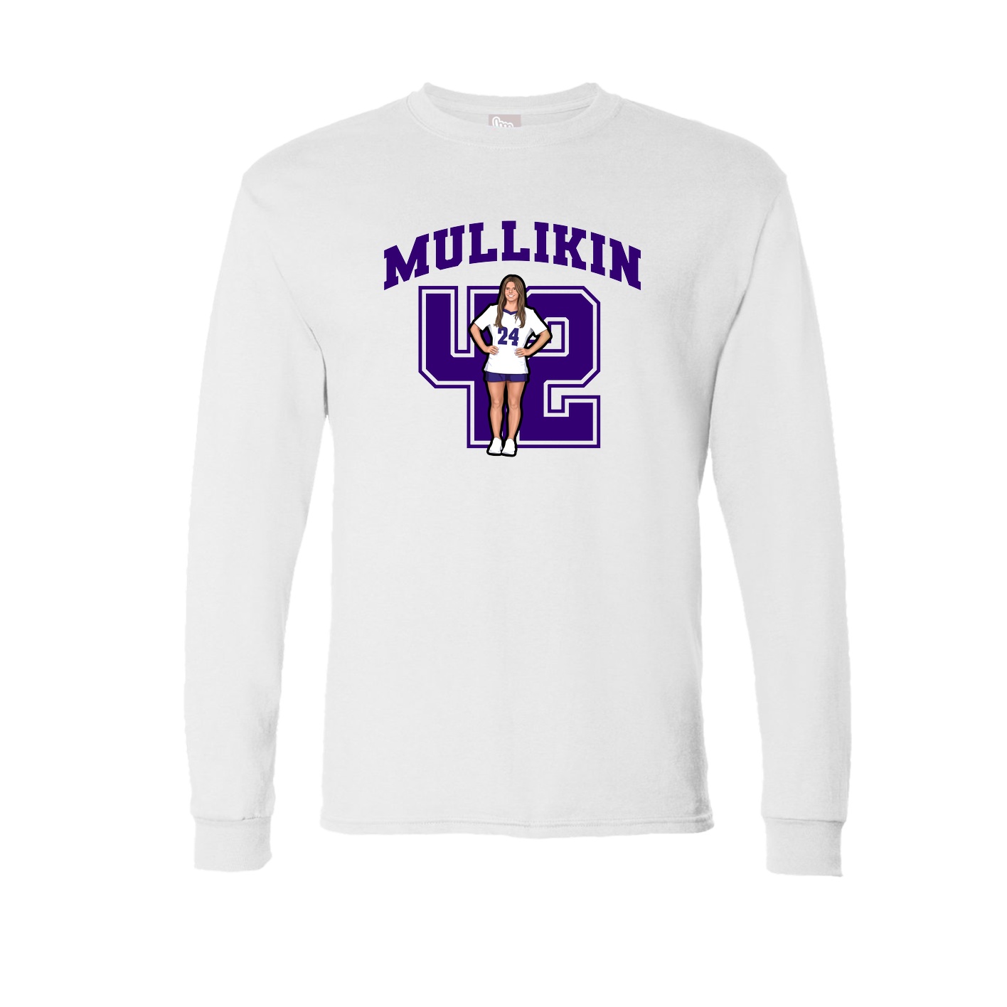 Long Sleeve Tee — Number in White