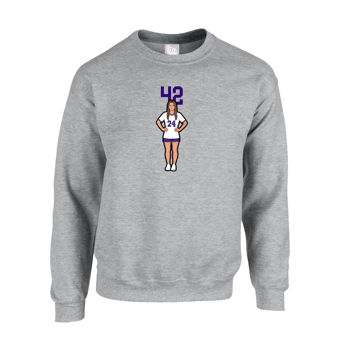 Fleece Crew — Number Top in Grey