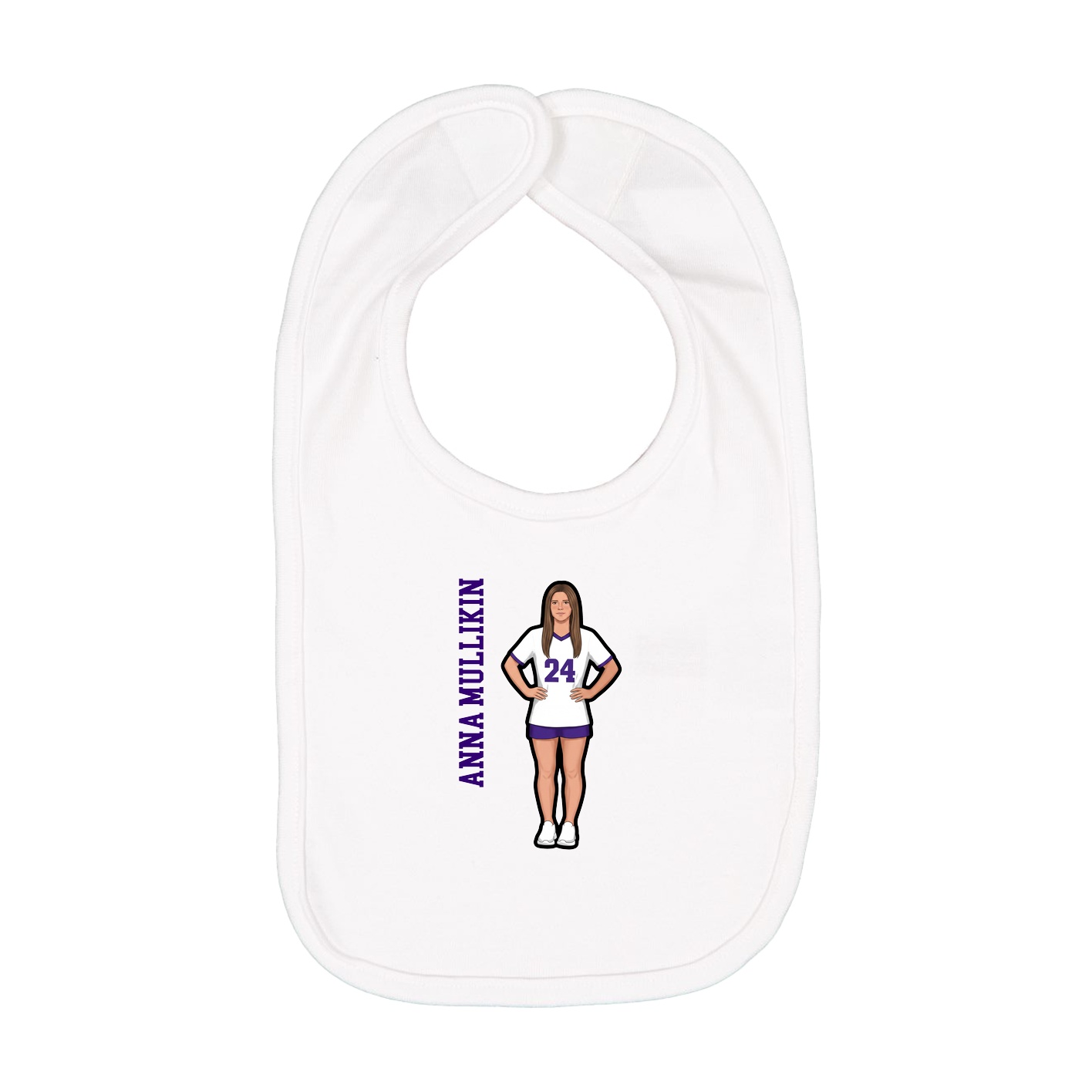 Infant Bib — Name Vertical in White