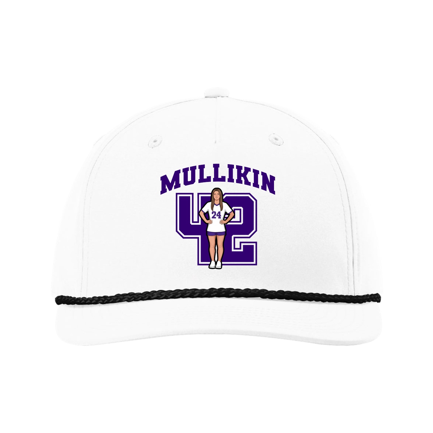 Five-Panel Classic Rope Cap — Number in White