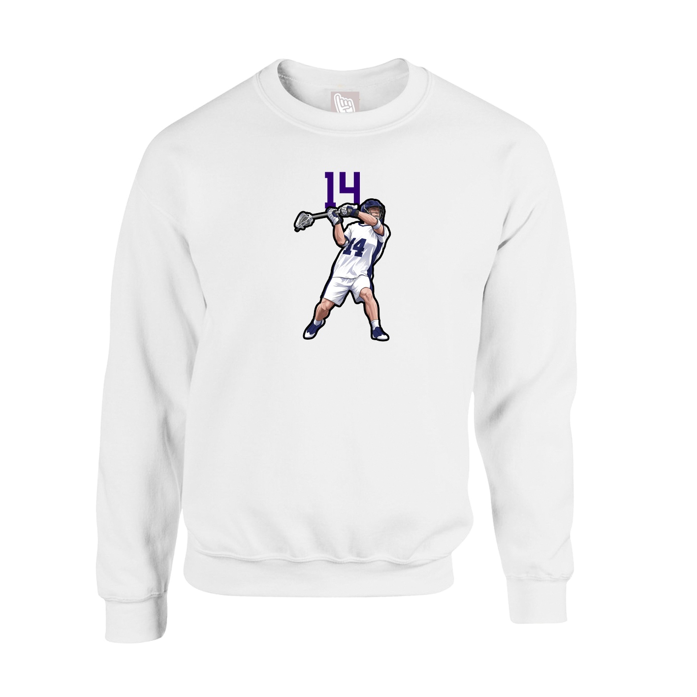 Fleece Crew — Number Top in White
