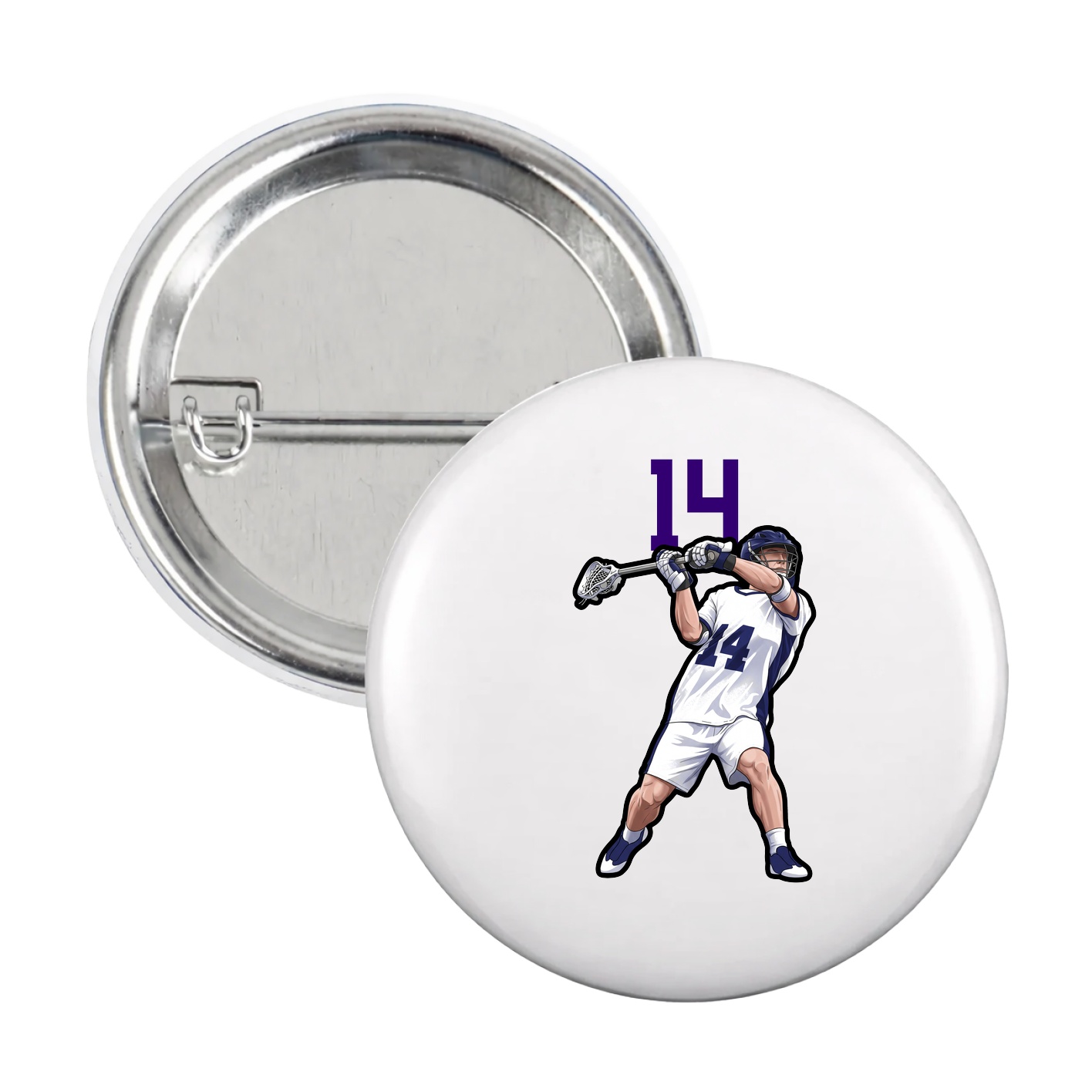 Game Day Button — Number Top in White