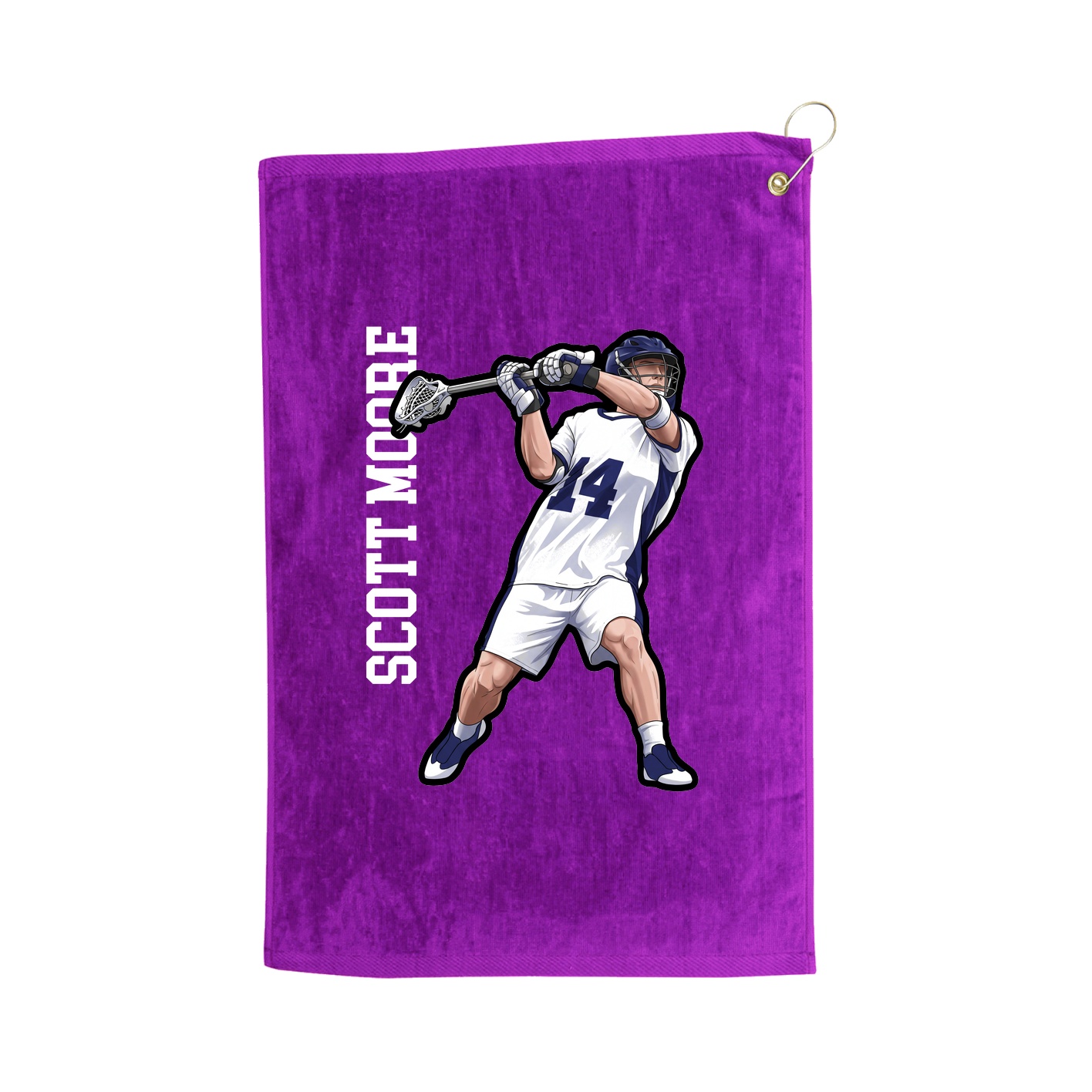 Golf Towel — Name Vertical in Purple