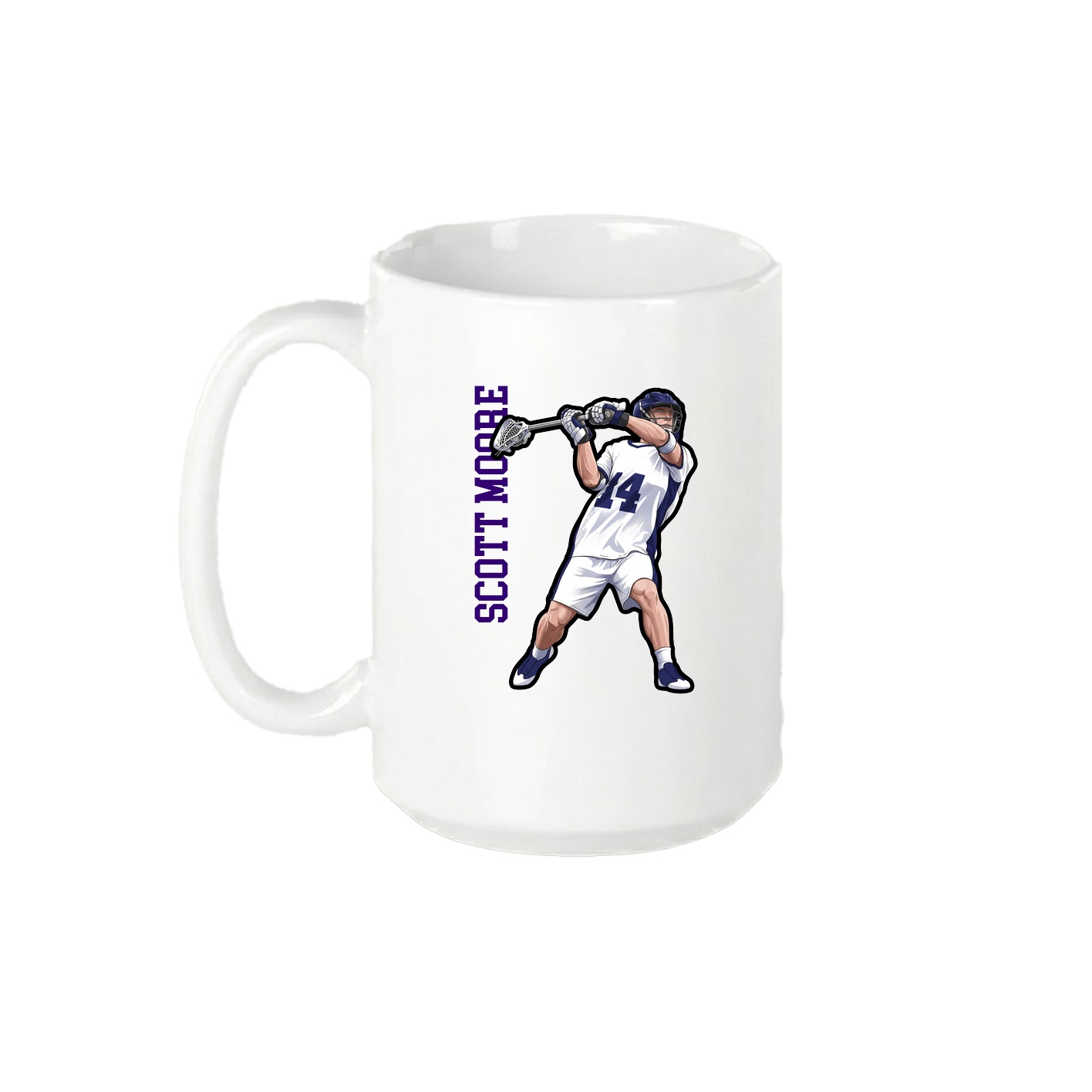 15oz Coffee Mug — Name Vertical in White