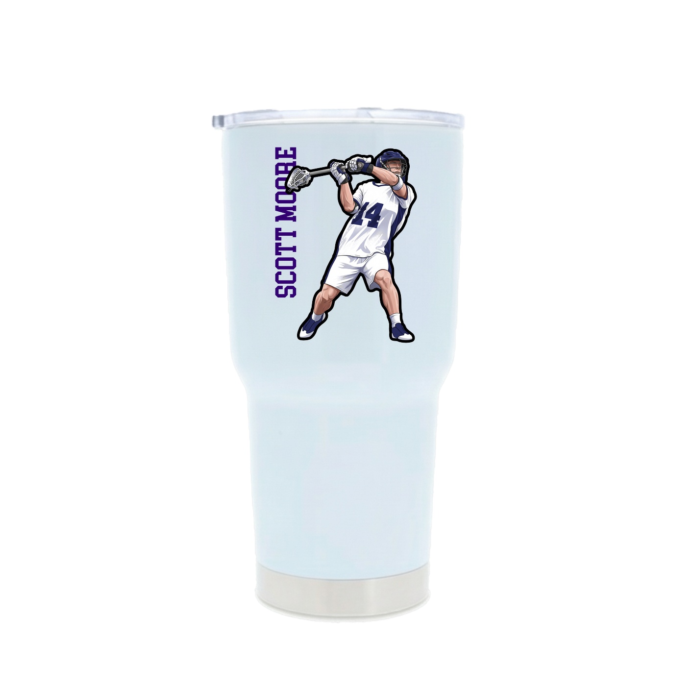 30oz Stainless Steel Tumbler — Name Vertical in White