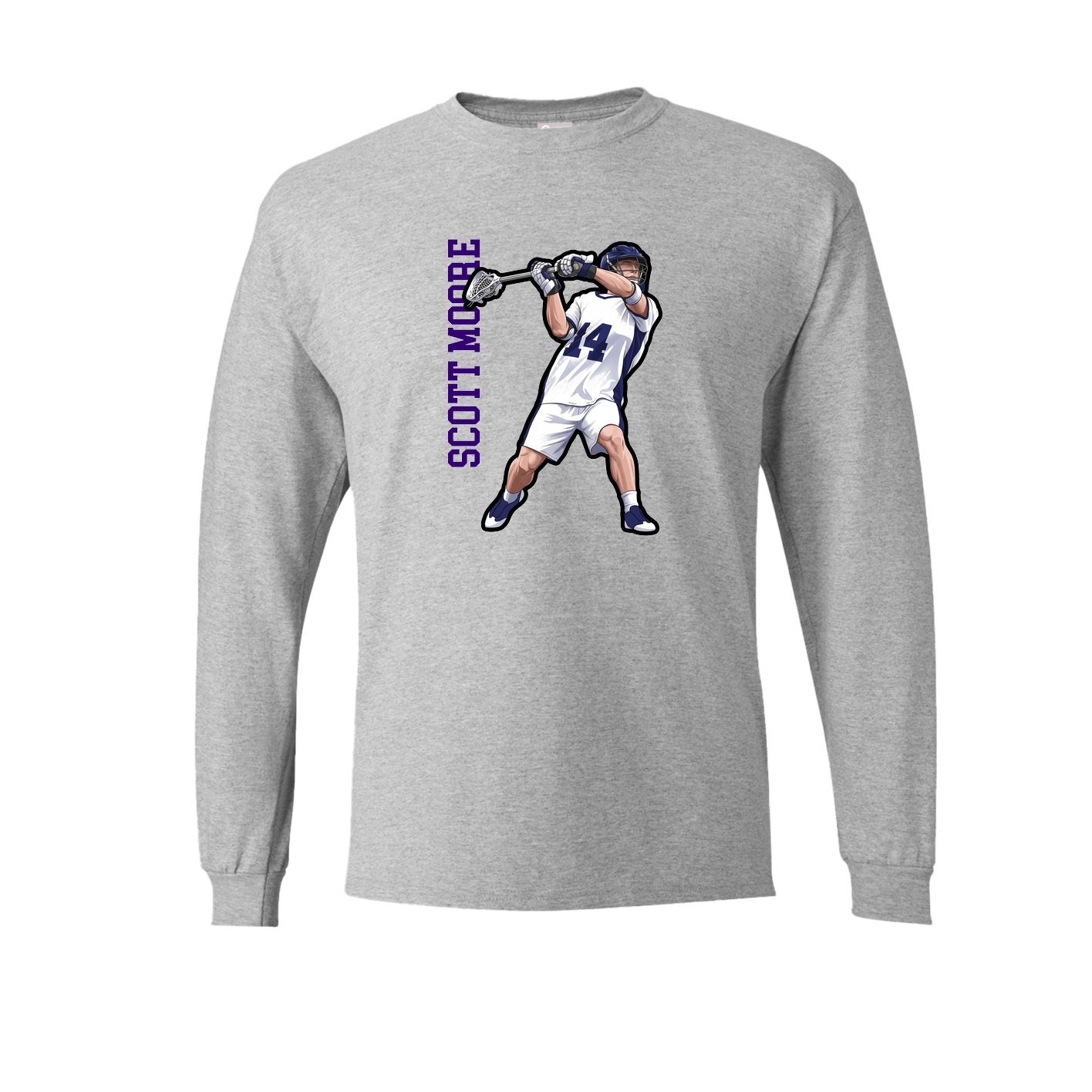 Long Sleeve Tee — Name Vertical in Grey