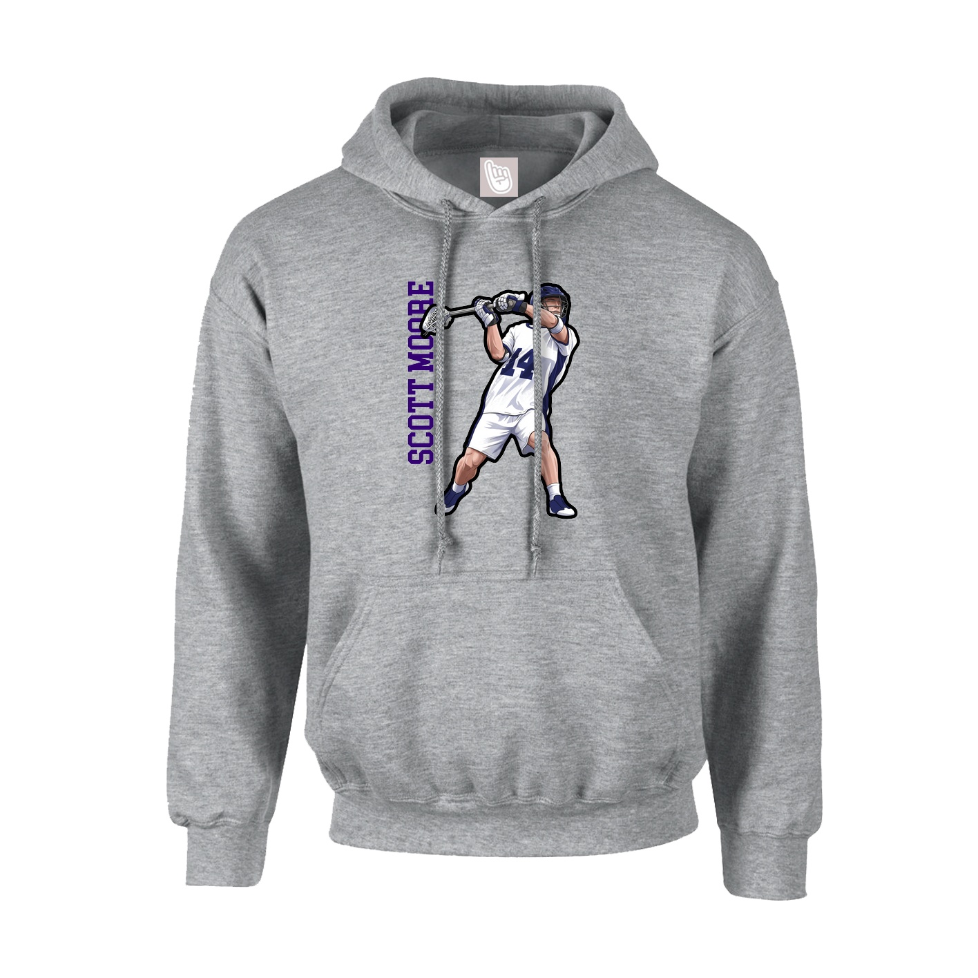 Hoodie — Name Vertical in Grey