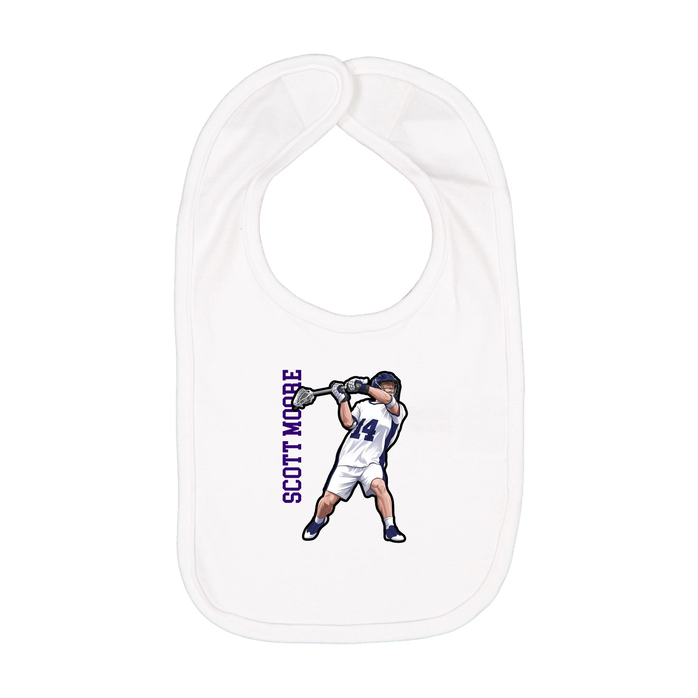 Infant Bib — Name Vertical in White
