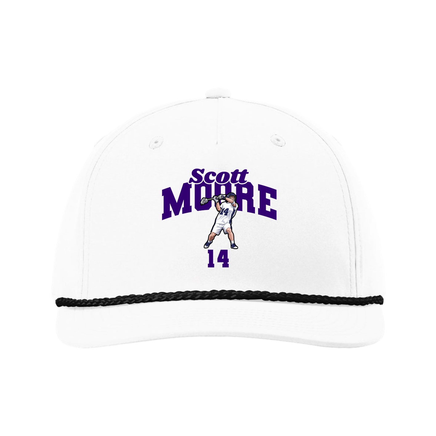 Five-Panel Classic Rope Cap — Signature Arch in White