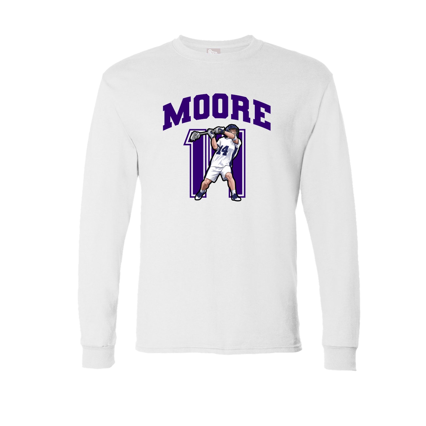 Long Sleeve Tee — Number in White