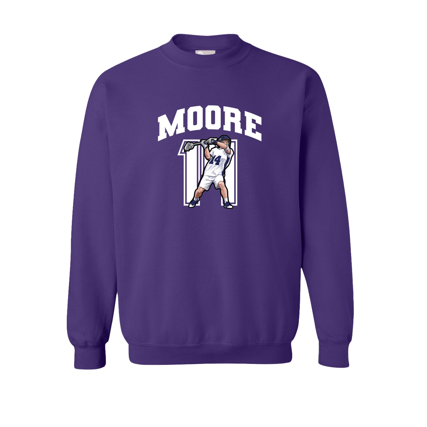 Fleece Crew — Number in Purple