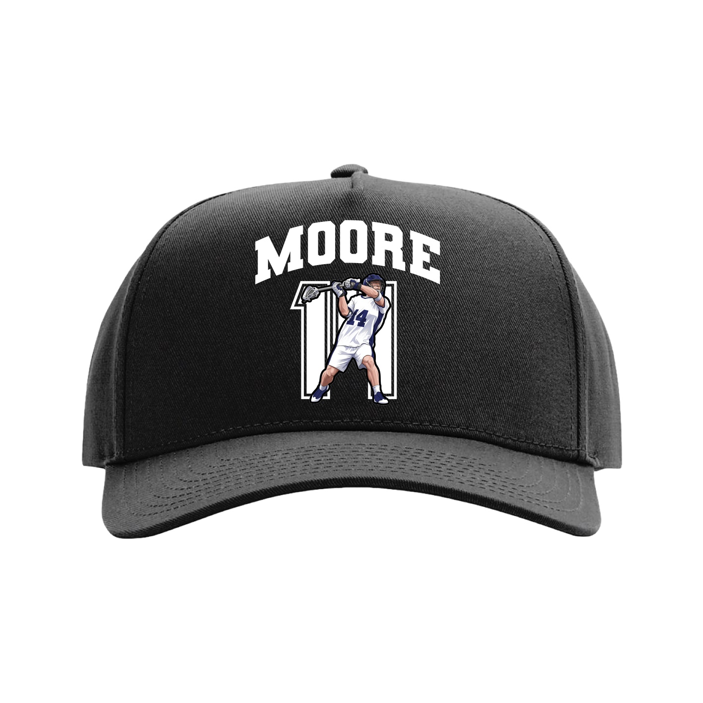 Full Fabric Five-Panel Champ Cap — Number in Black