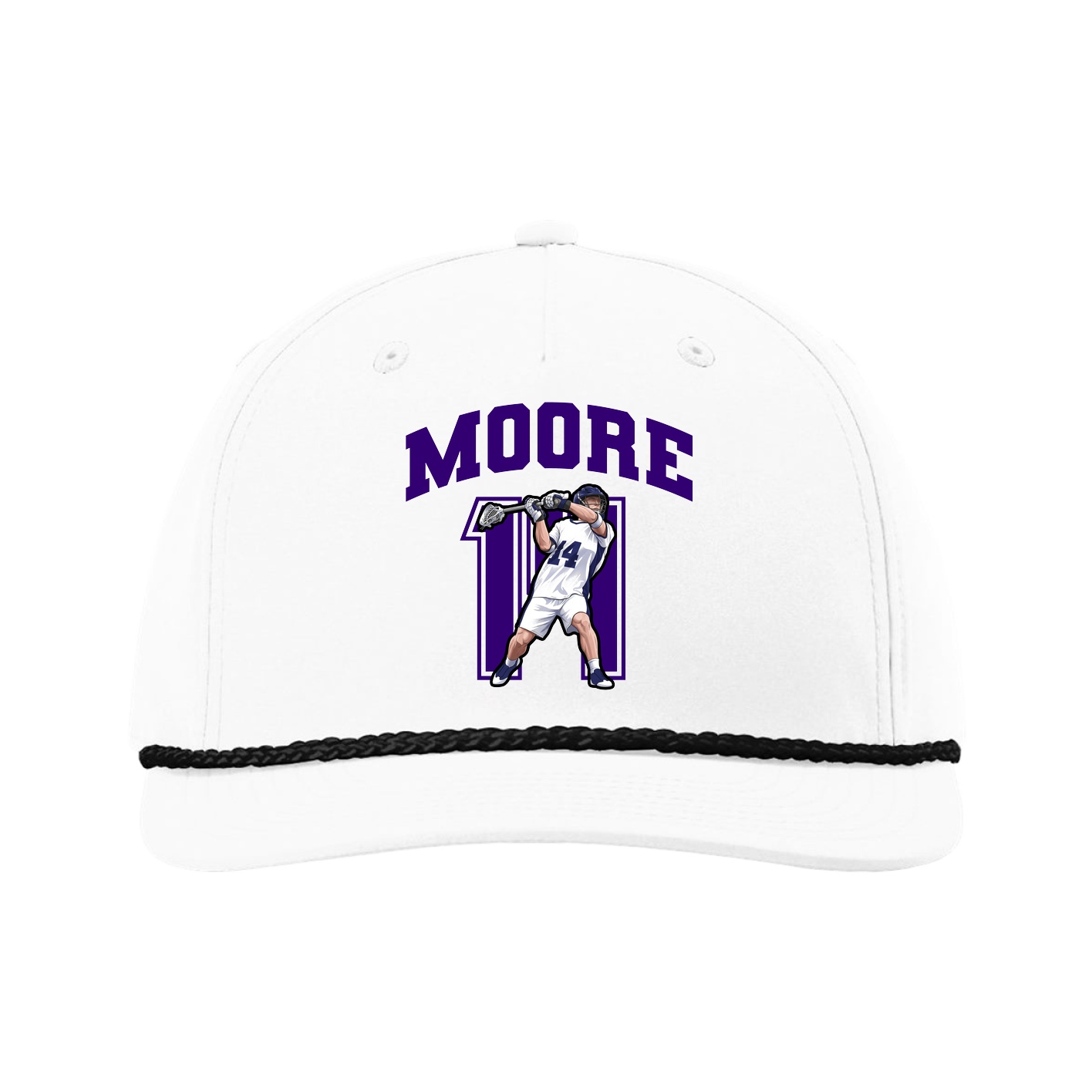 Five-Panel Classic Rope Cap — Number in White