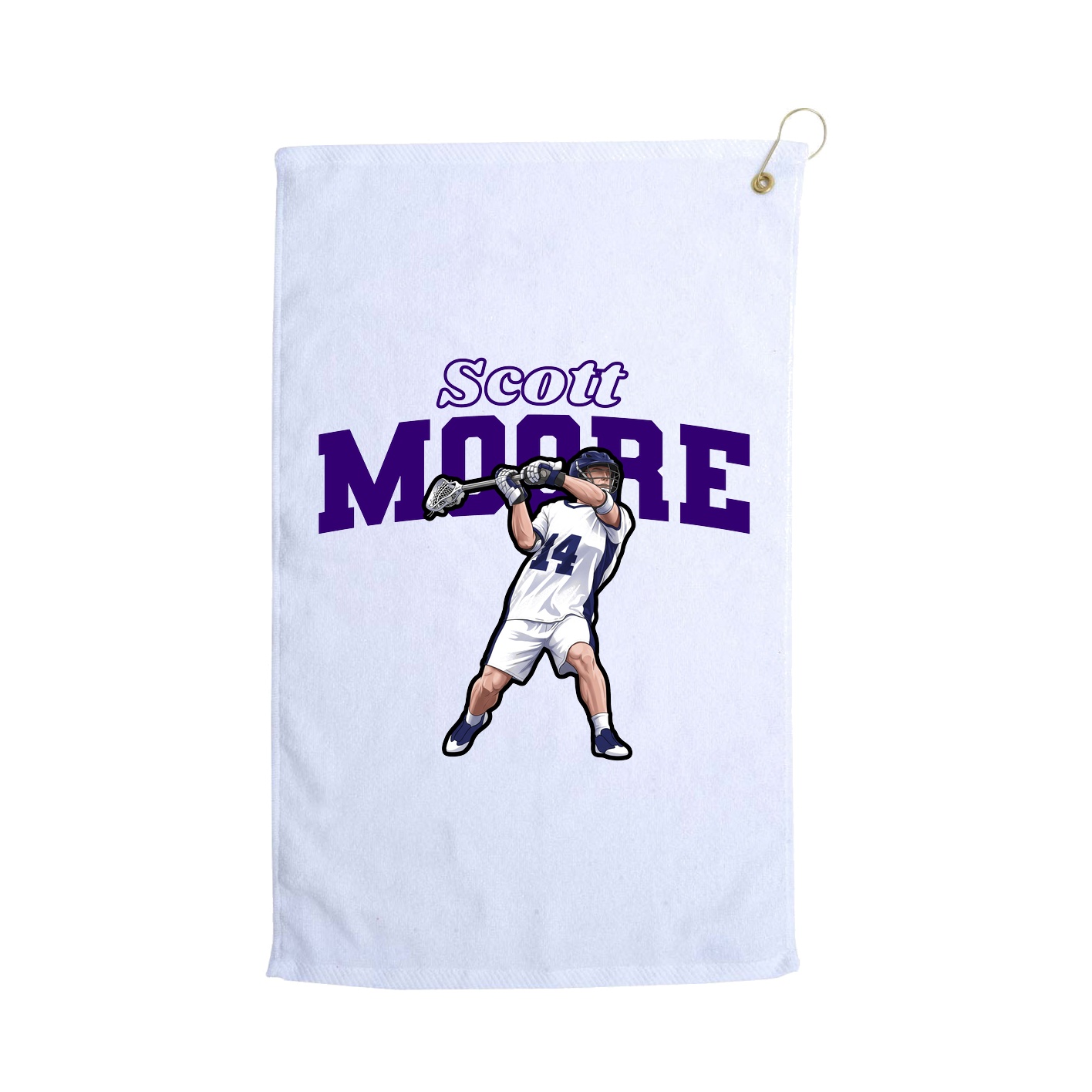 Golf Towel — Name Arch in White