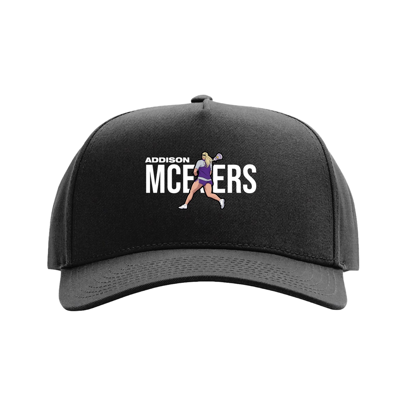 Full Fabric Five-Panel Champ Cap — Player Name in Black