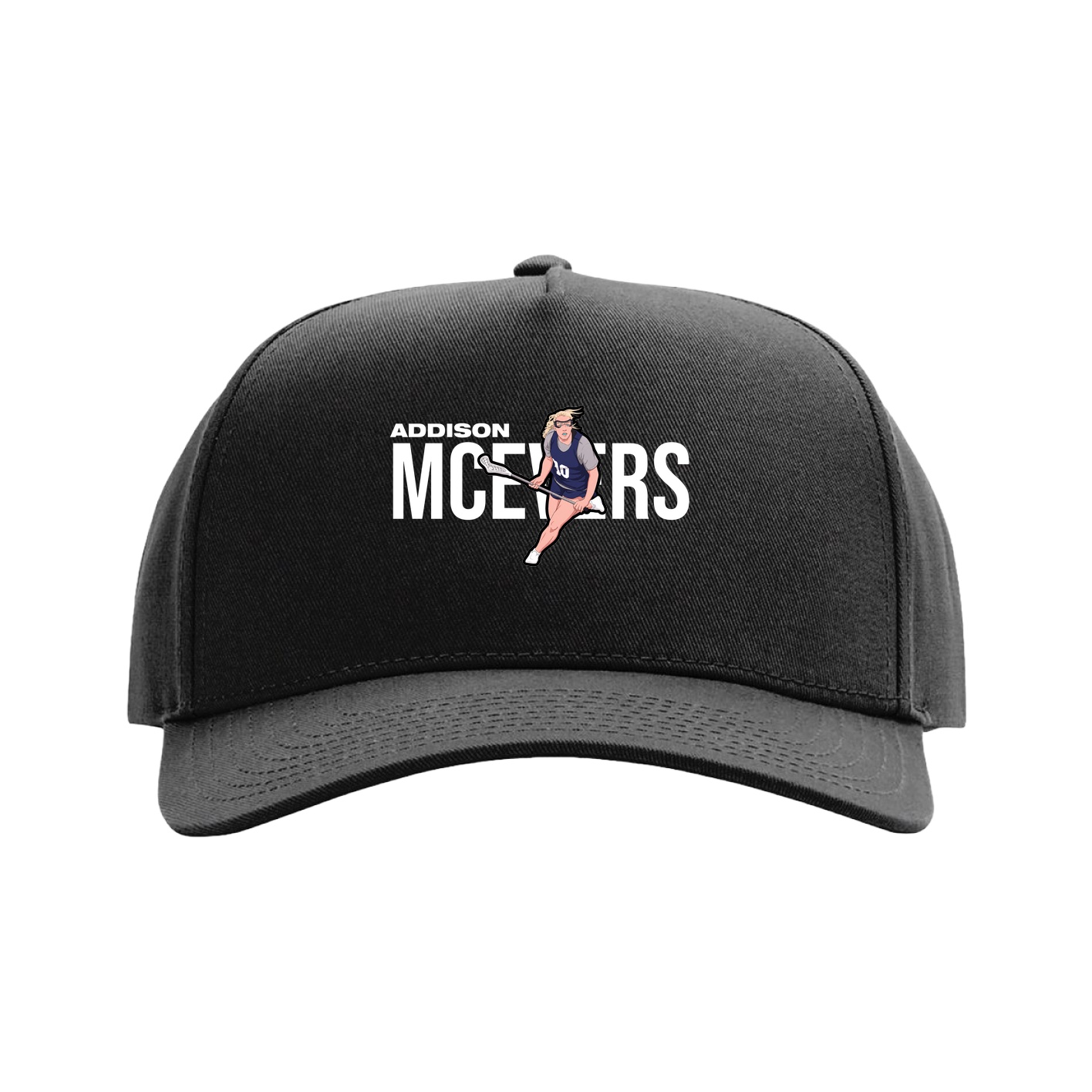 Full Fabric Five-Panel Champ Cap — Player Name in Black
