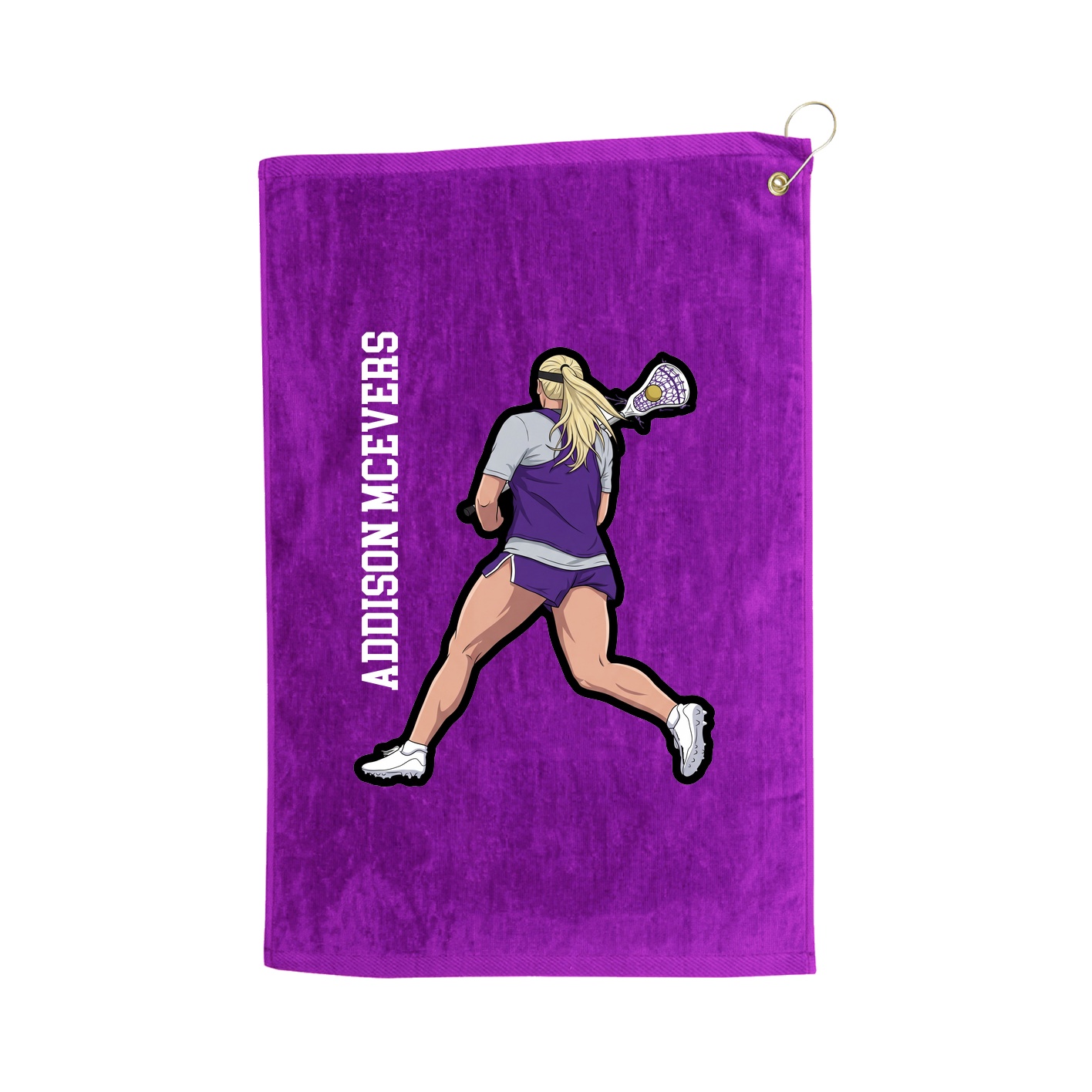 Golf Towel — Name Vertical in Purple