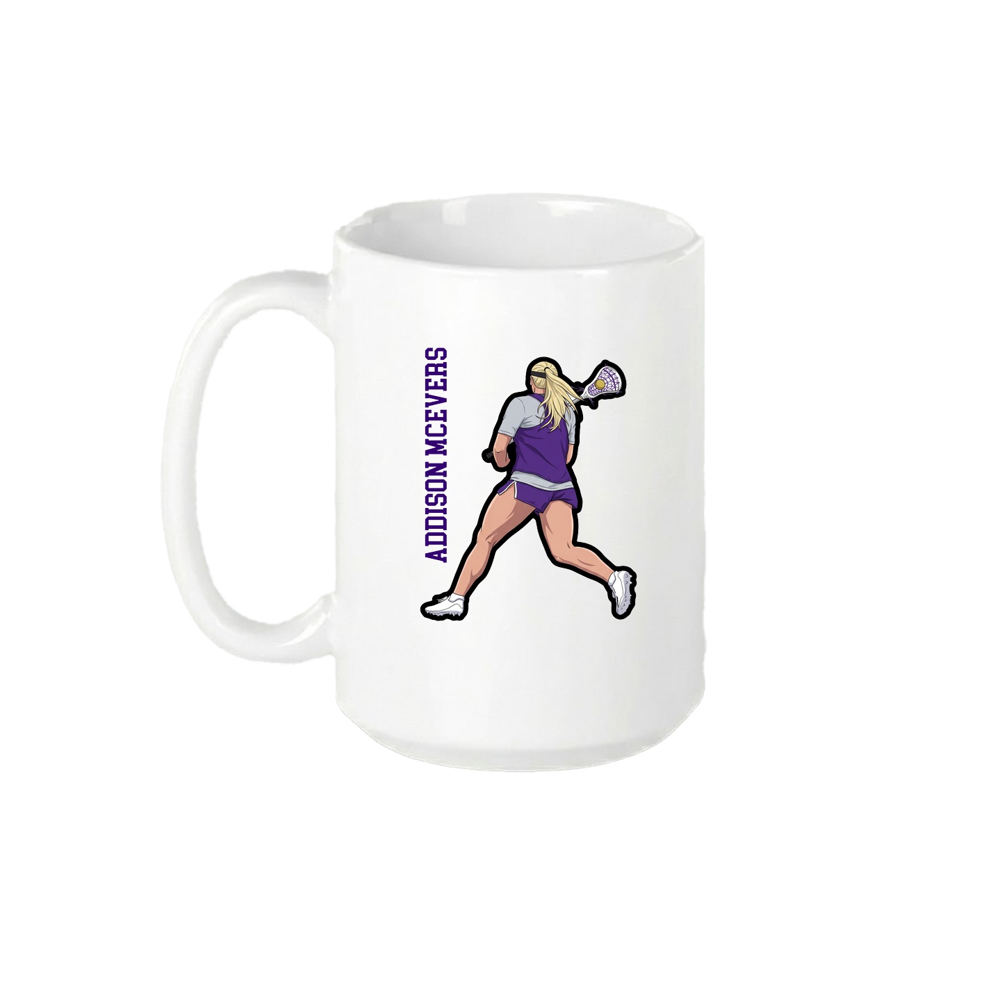 15oz Coffee Mug — Name Vertical in White