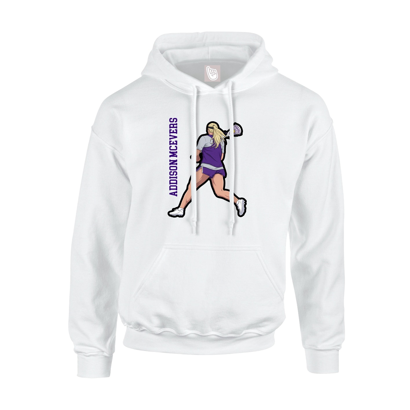 Youth Hoodie — Name Vertical in White