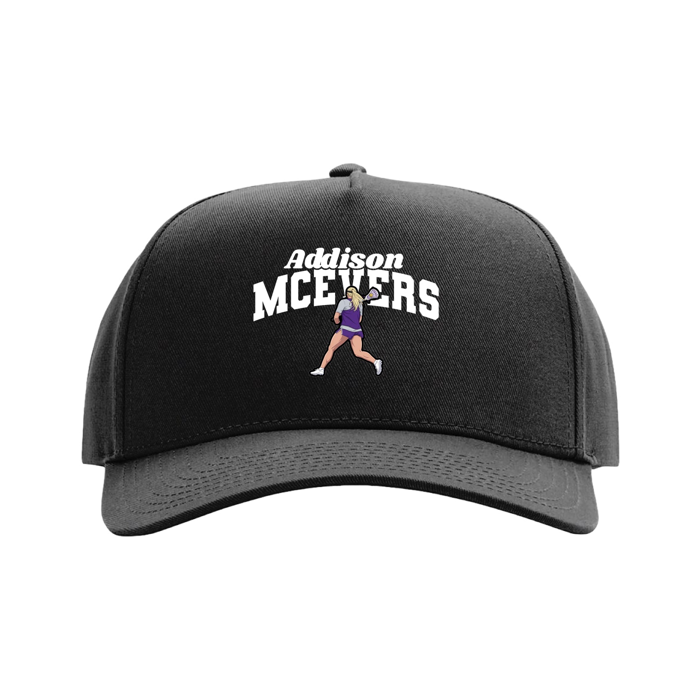 Full Fabric Five-Panel Champ Cap — Signature Arch in Black