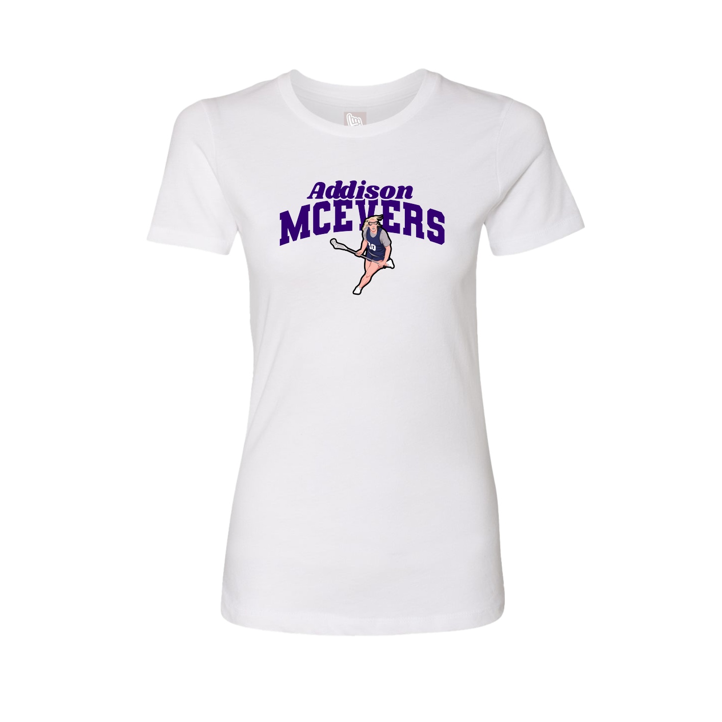 Fitted Women's Tee — Signature Arch in White