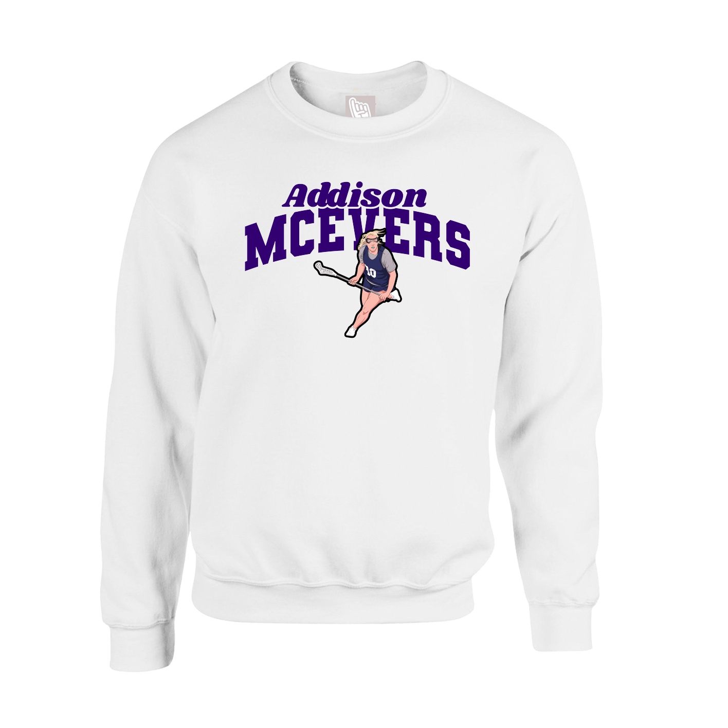 Fleece Crew — Signature Arch in White