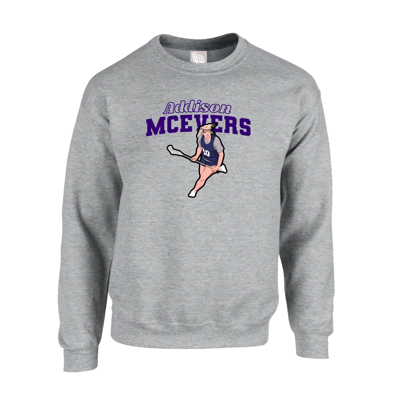 Fleece Crew — Name Arch in Grey