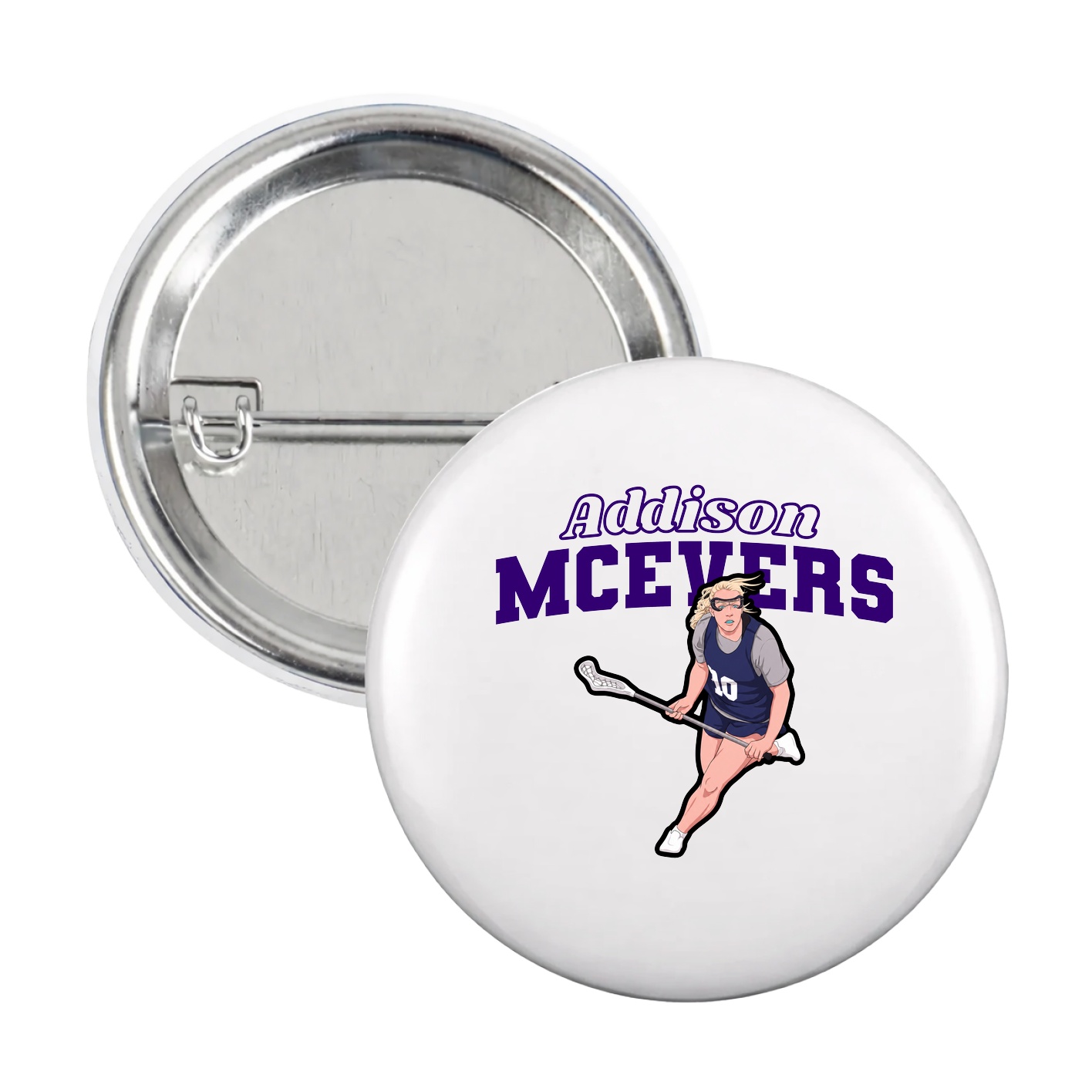 Game Day Button — Name Arch in White
