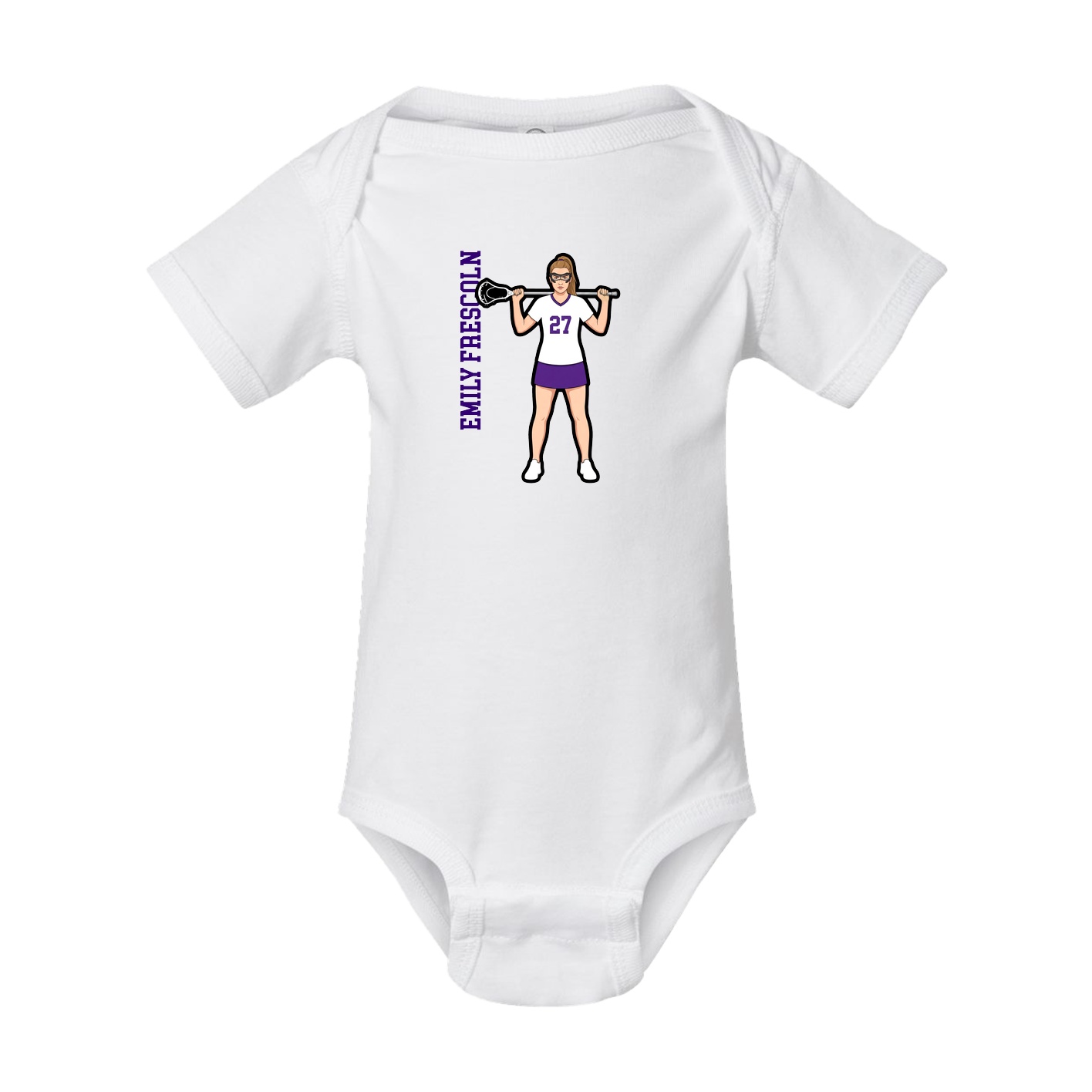 Baby Onesie — Name Vertical in White