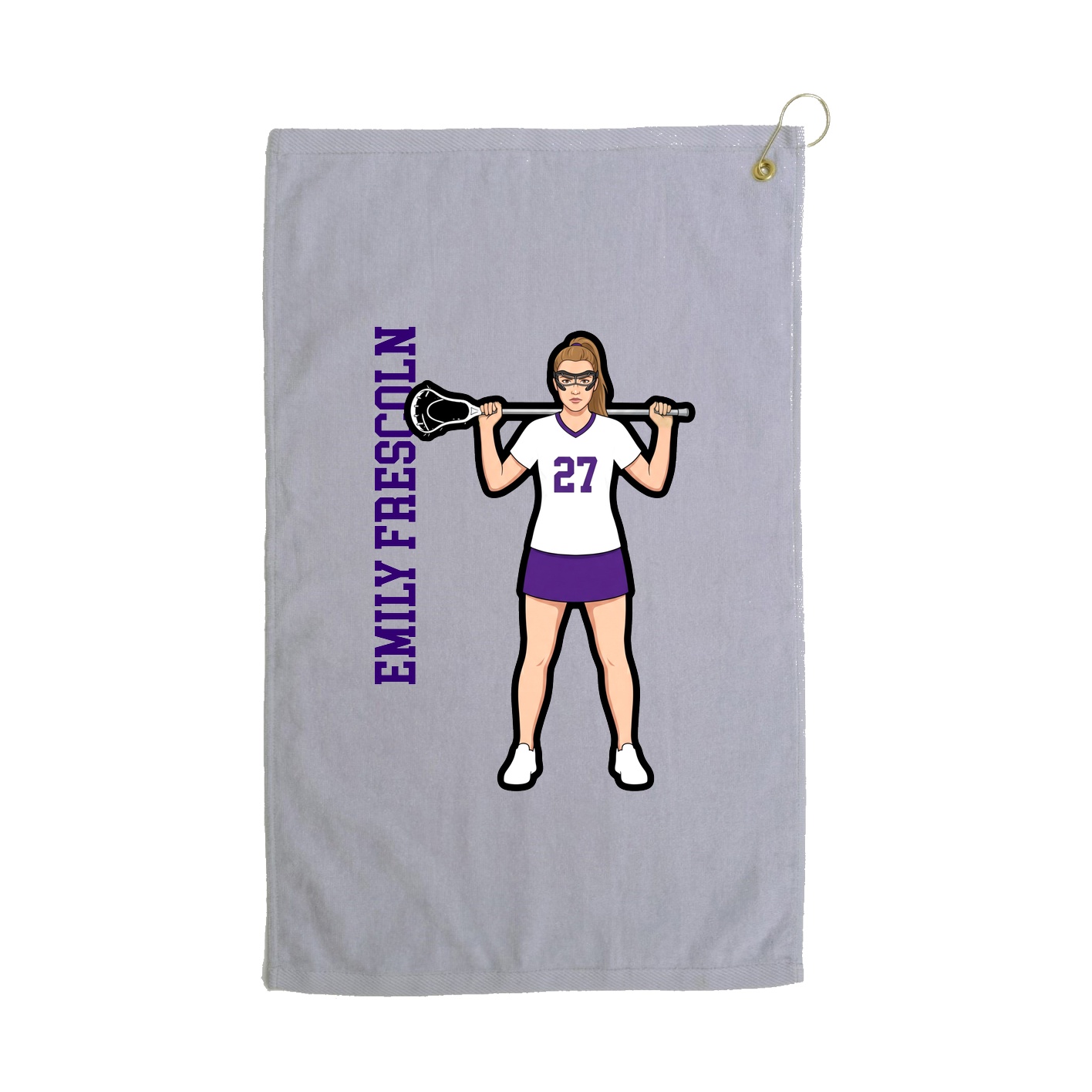 Golf Towel — Name Vertical in Grey