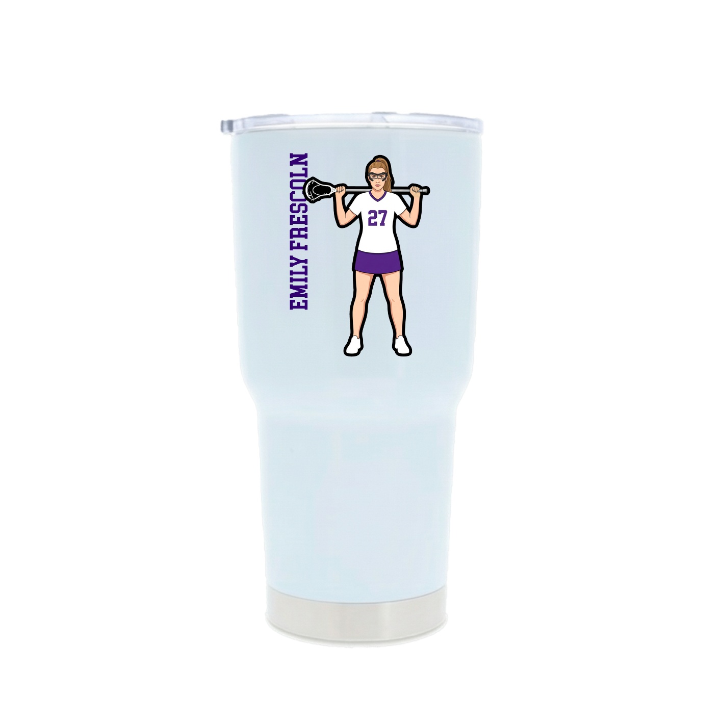 30oz Stainless Steel Tumbler — Name Vertical in White