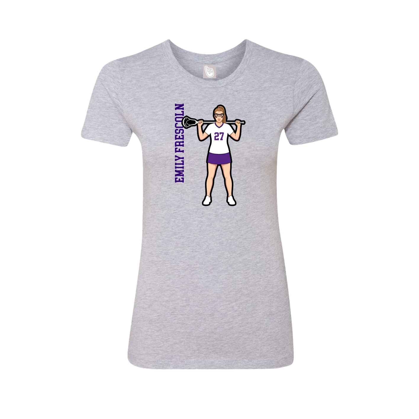 Womens Tee — Name Vertical in Grey