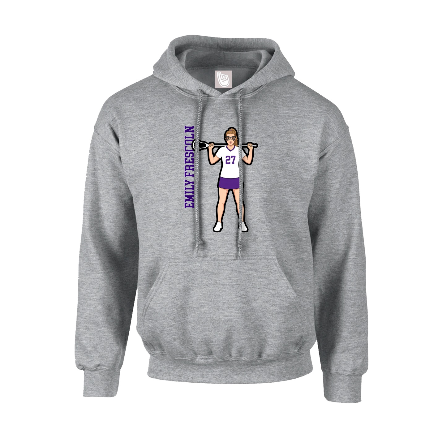 Youth Hoodie — Name Vertical in Grey