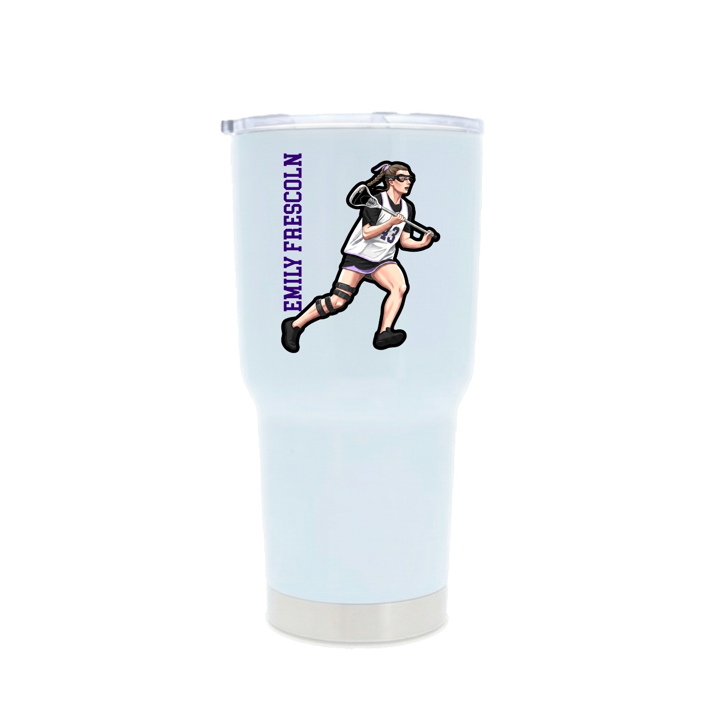 30oz Stainless Steel Tumbler — Name Vertical in White