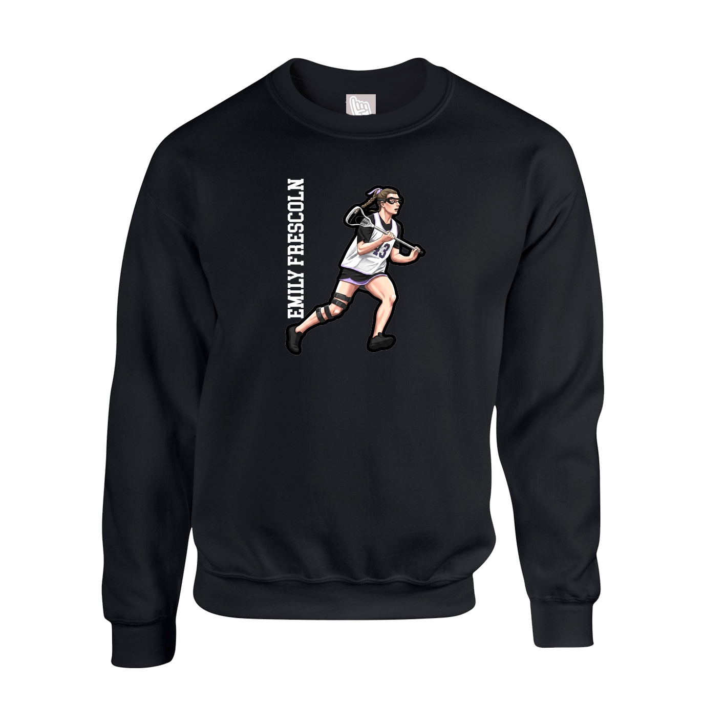 Fleece Crew — Name Vertical in Black
