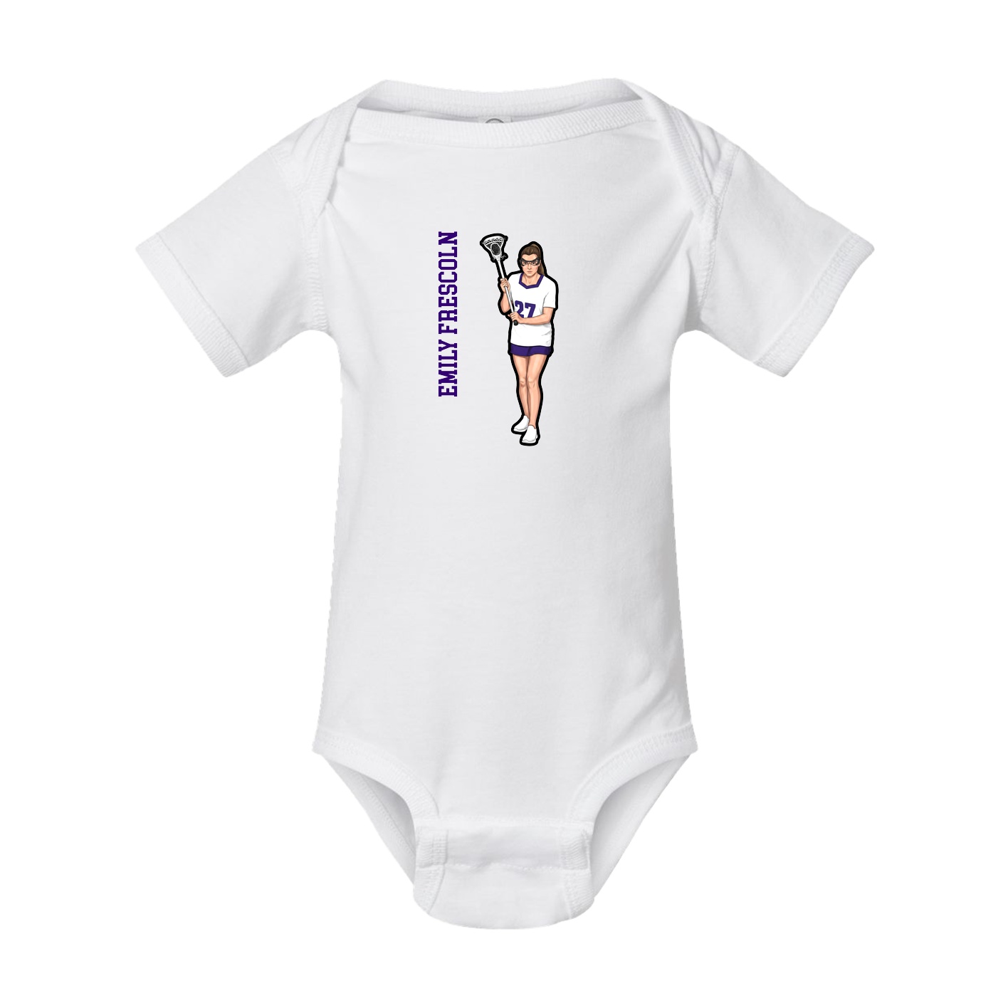 Baby Onesie — Name Vertical in White