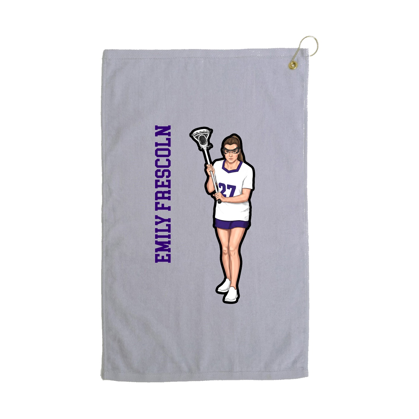 Golf Towel — Name Vertical in Grey