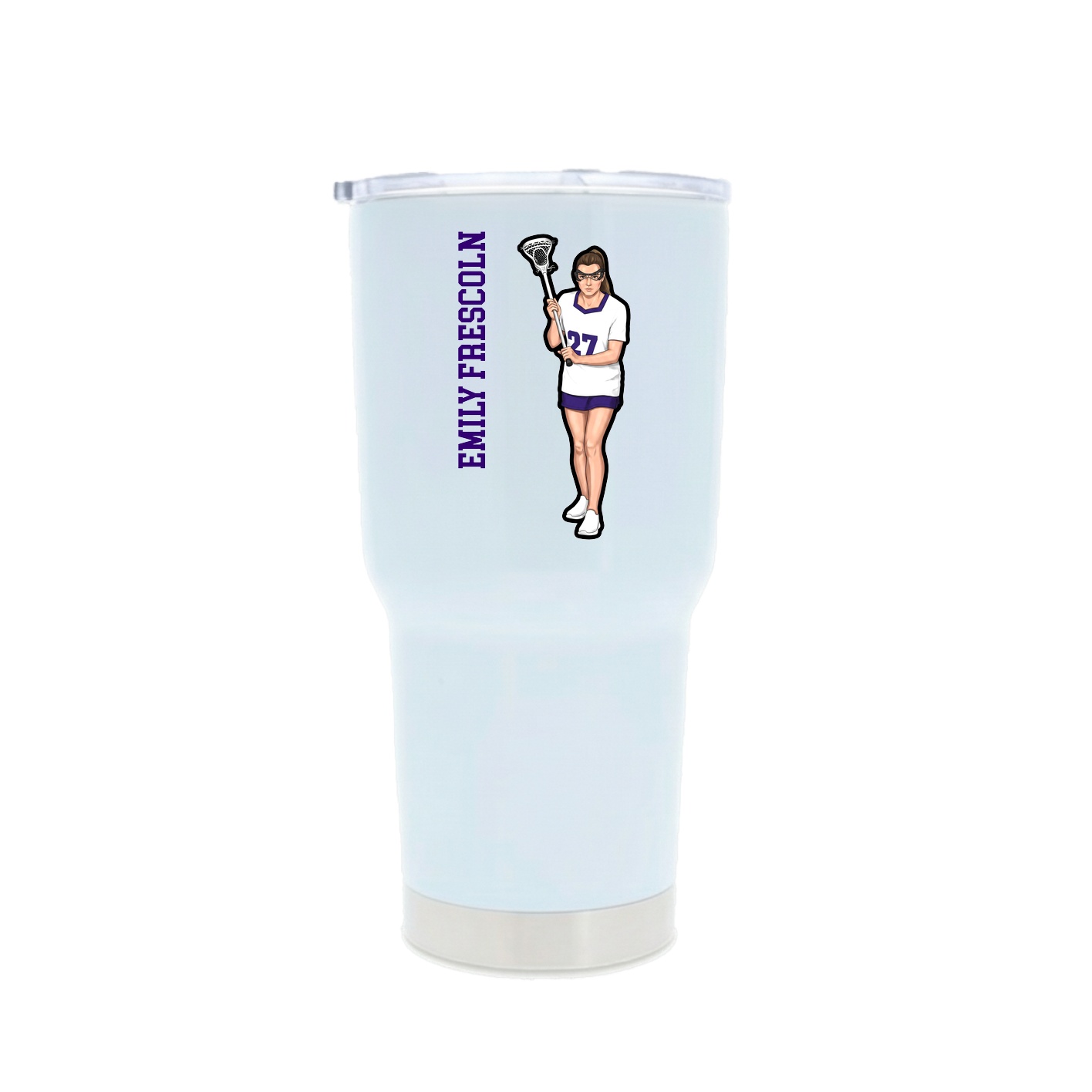 30oz Stainless Steel Tumbler — Name Vertical in White