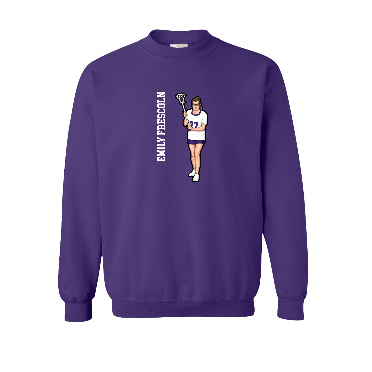 Fleece Crew — Name Vertical in Purple