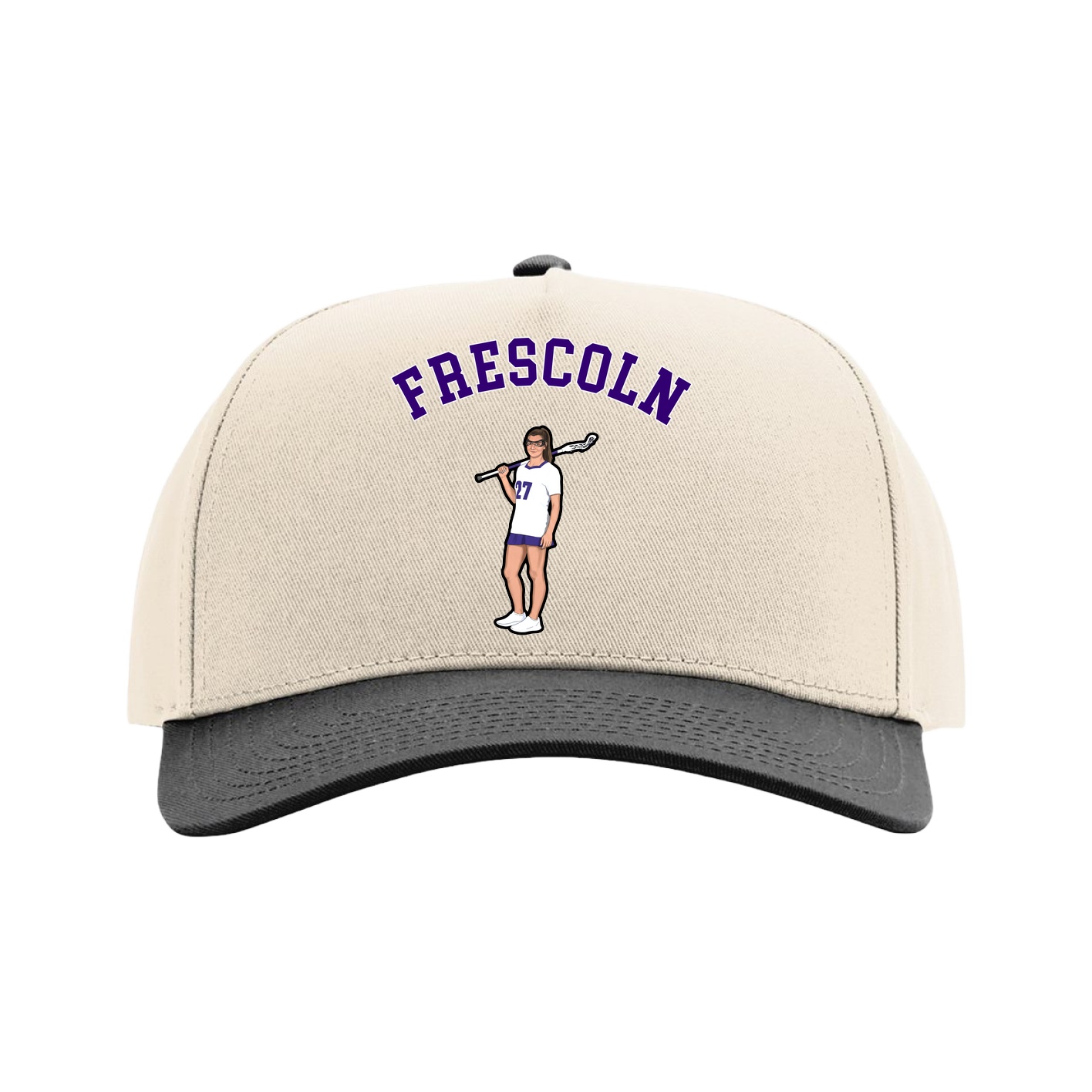Full Fabric Five-Panel Champ Cap — Shirsey Arch in Cream/Black